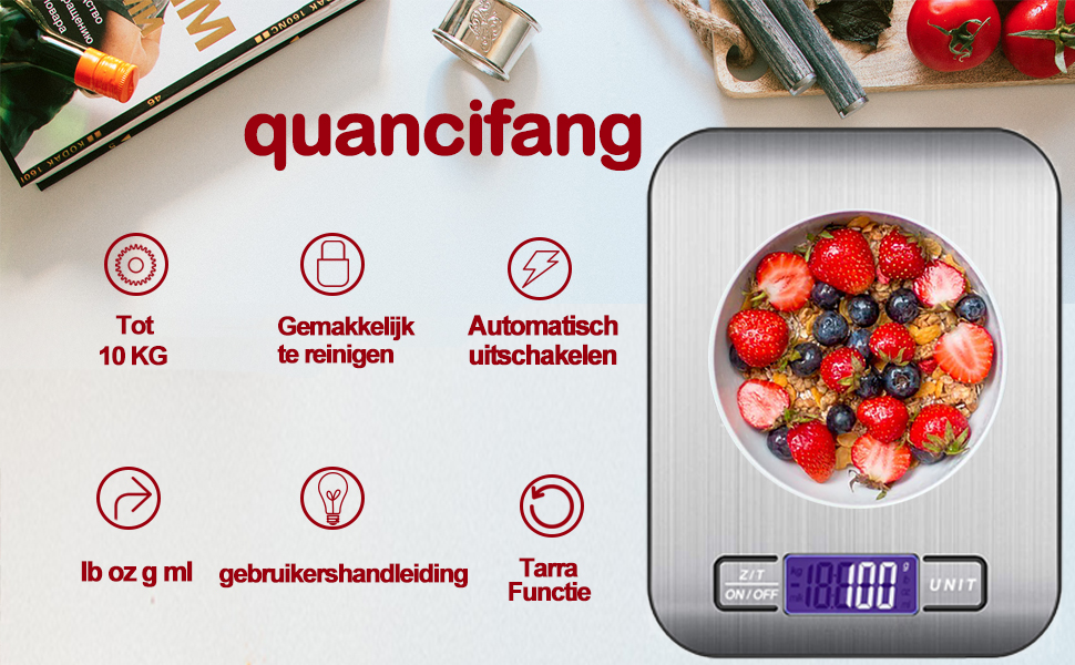 Keukenweegschaal Digitale 10KG, Digitale Keukenweegschaal Gram Küchenwaage Huishoudelijke Schaal met LCD Display Letter Schaal Digitale Kitchen Scale Zilver - Image 8