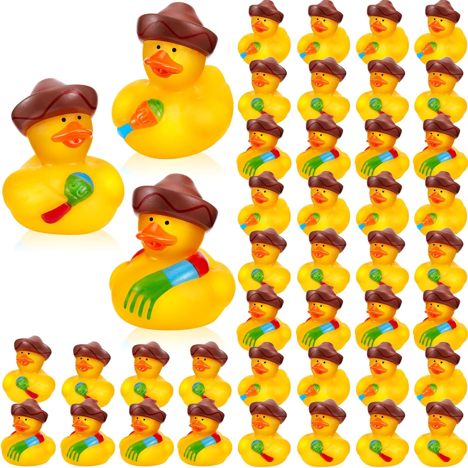 48 Pcs DEEKIN Mexican Fiesta Rubber Ducks for Party Favors Decoration 2 Inch Fiesta Party Favors Cinco De Mayo Party Decorations Rubber Ducks Assortment Birthdays Accessories