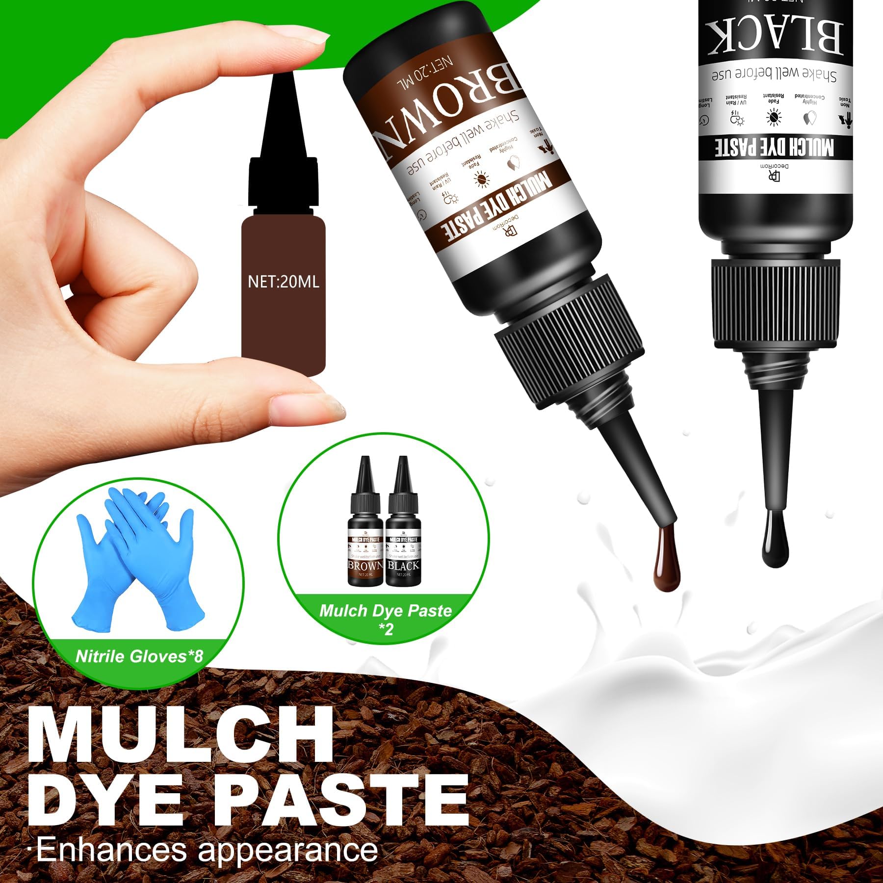 Colle à Gravier Extérieur avec colorant, 2L Liant pour Gravier Prêt à l'Emploi - Fixation Permanente Cailloux Écorces Pierres, pour jardins, cours, patios, rochers, paillis, cailloux et paille de pin