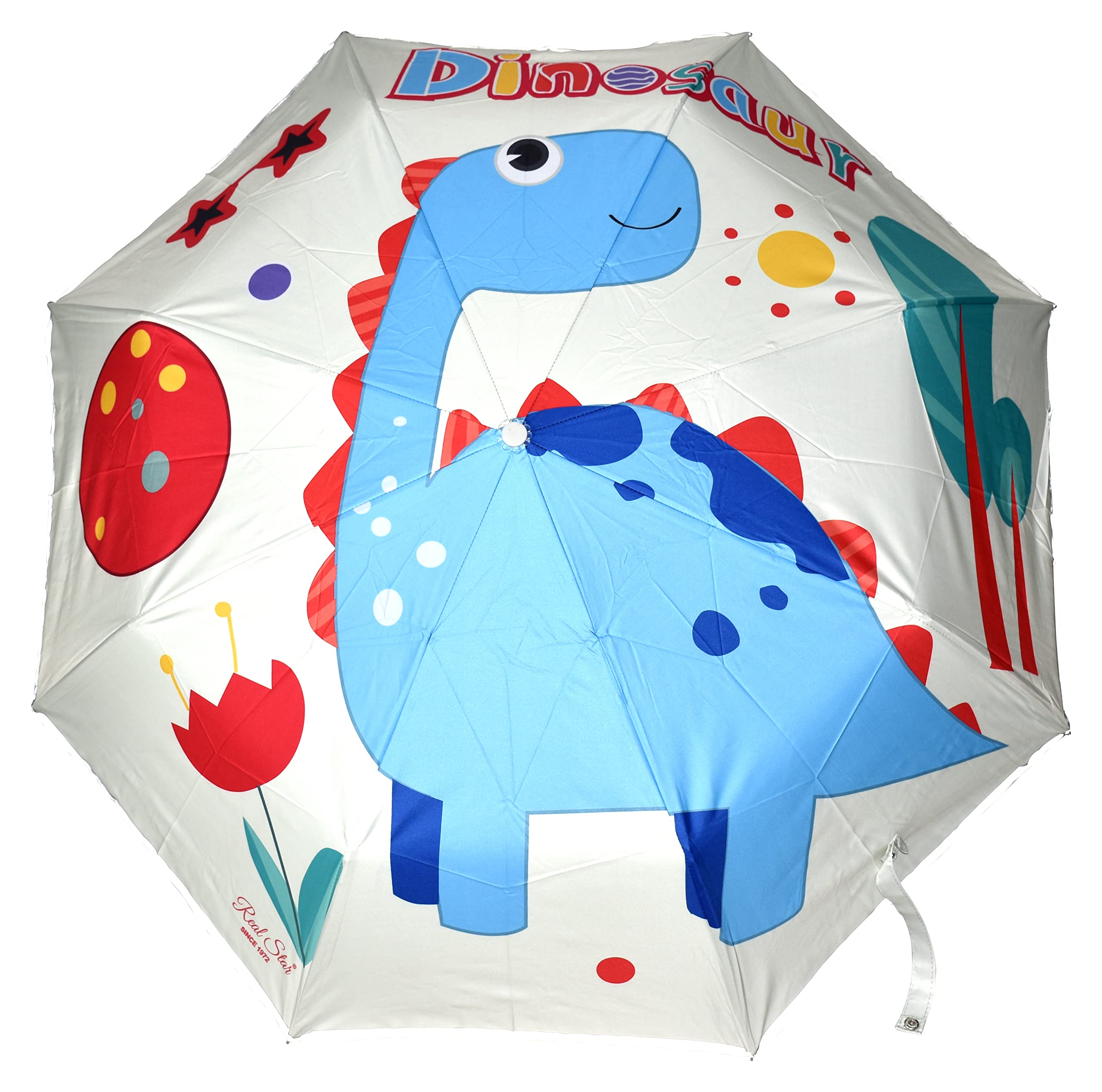 CHAATEWALA™ 3 Fold Kids Umbrella Dinosaur Umbrella for Girls Boys, Safe Umbrellas with Reflective Stripe,Toddler Umbrella, Umbrella for Kids, Dino Umbrella for Children