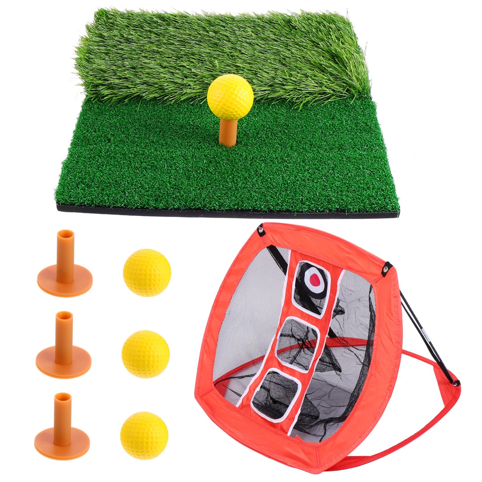 Happyyami Portable Golf Practice Set Training Net Mats Practice Golf Hitting Net for Dad Mom Boys and Girls Teens
