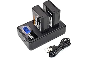 Canon T100 Accessories - POWTREE LP-E10 2-Pack Replacement Battery and LCD Dual Charger Kit