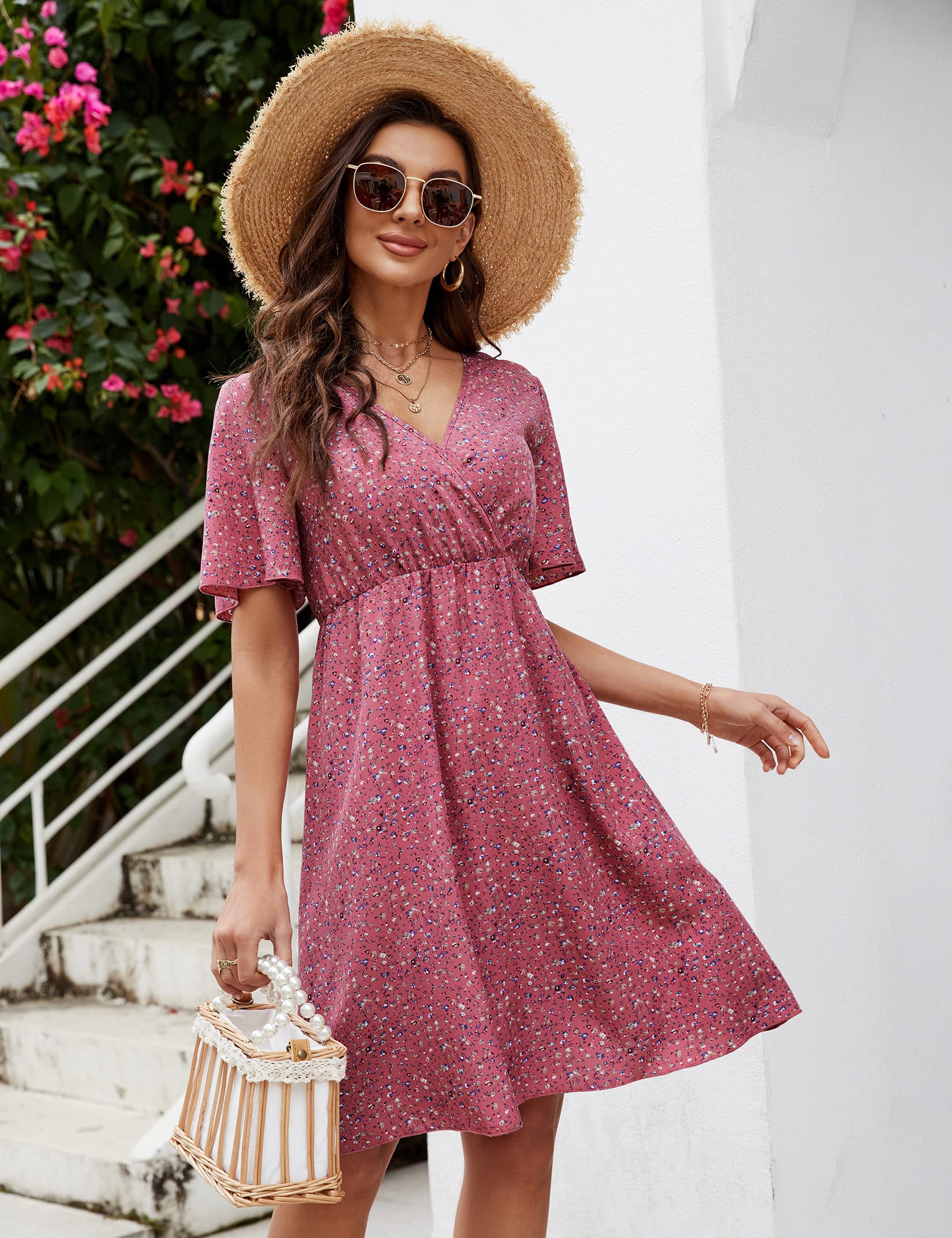 Coolmee Maternity Dress Women's V-Neck A-Line Knee Length Wrap Dress Swing Dresses for Baby Shower or Casual Wear