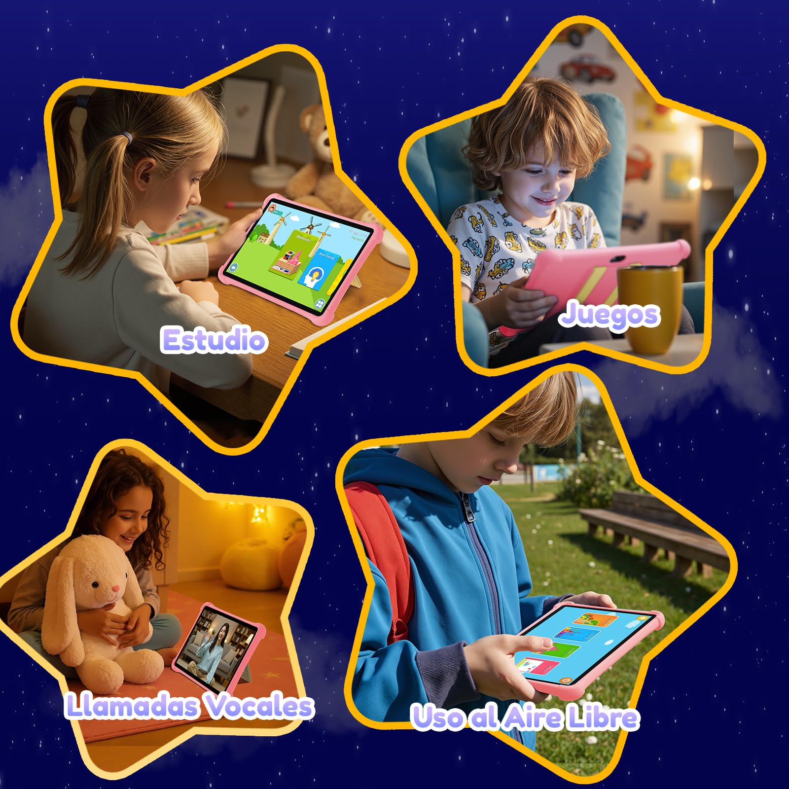 ALLDOCUBE Tablet Niños 10 Pulgadas, Tableta Infantil Android 15, 7 GB+64 GB, Batería 5500mAh, Wi-Fi, BT, GPS, Control Parental, iWAWA Preinstalado, Tableta Educativa para Niños con Funda