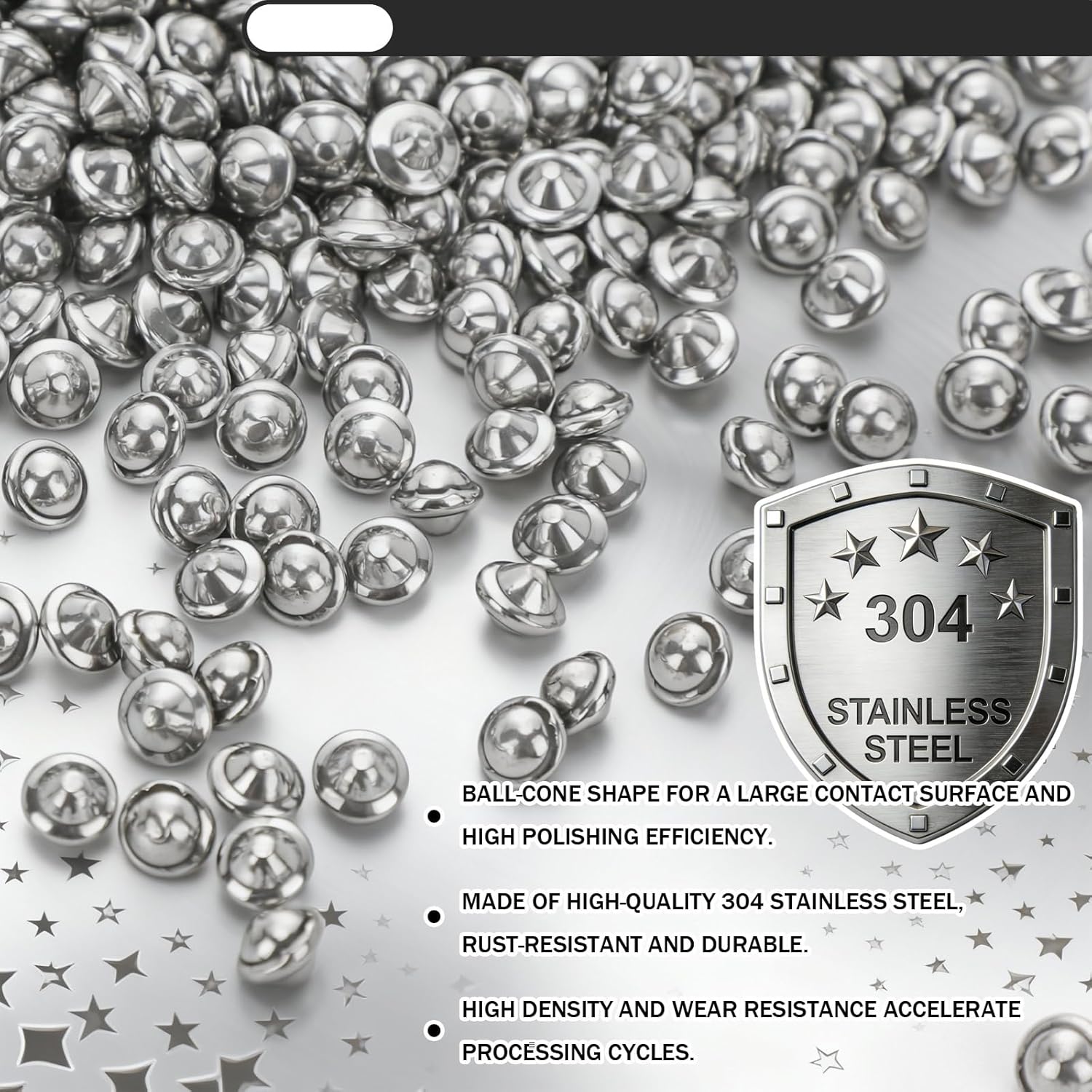 5 Lb 1/8" 304 Stainless Steel Tumbling Media Ballcone Shot Jewelry Tumbler Finishing, Anti-Rust, Jewelry Making, Polishing, Metal Finishing in Rotary and Vibratory Tumblers