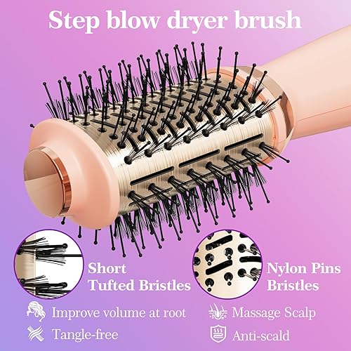 Miniatura 6 de Cepillo Secador de Cabello Cepillo Secador en Uno, Cepillo Secador de Cabello 4 en 1 Secador con Barril Ovalado, Mini Cepillo de Aire Caliente para