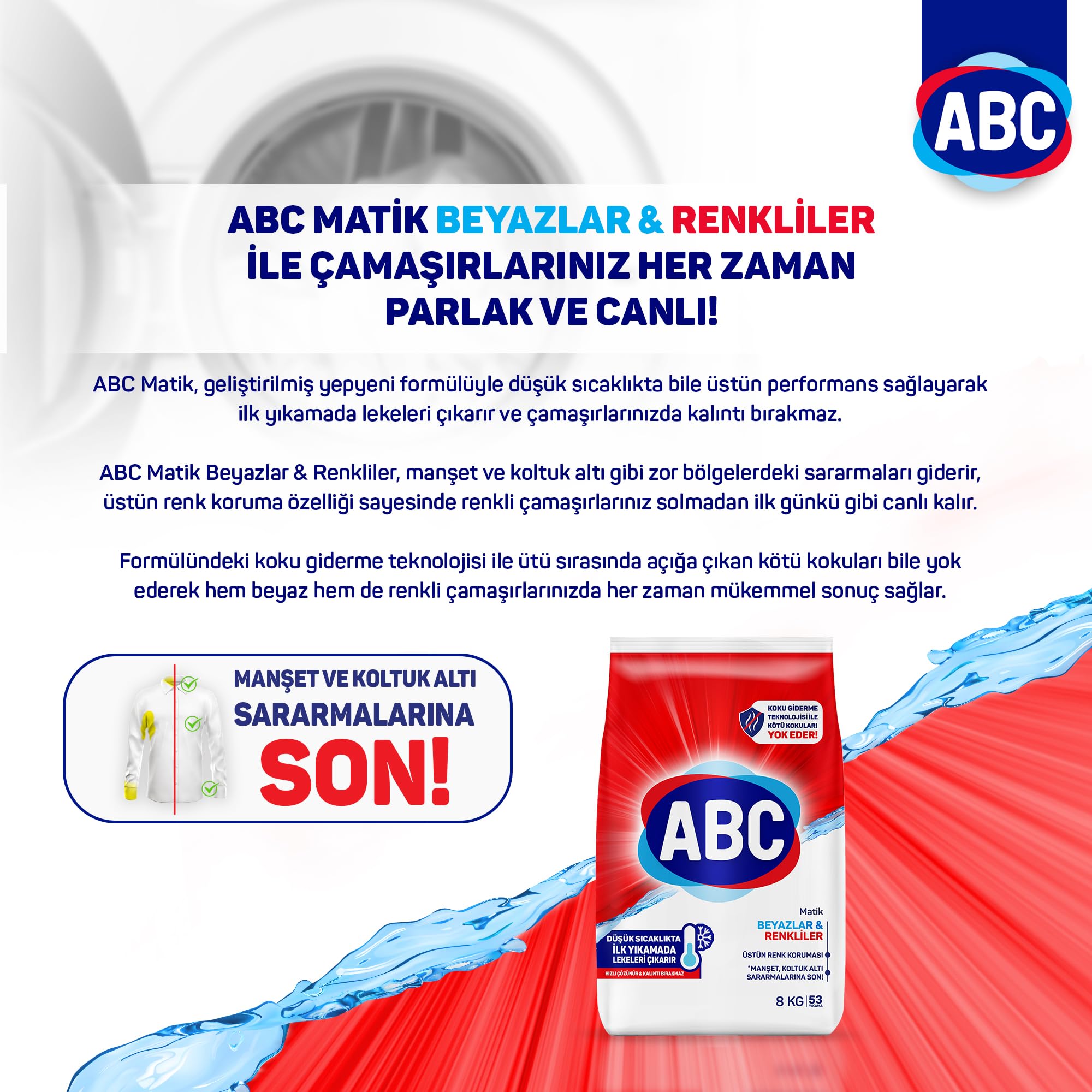 ABC DETERJAN Matik Beyazlar & Renkliler 8 Kg