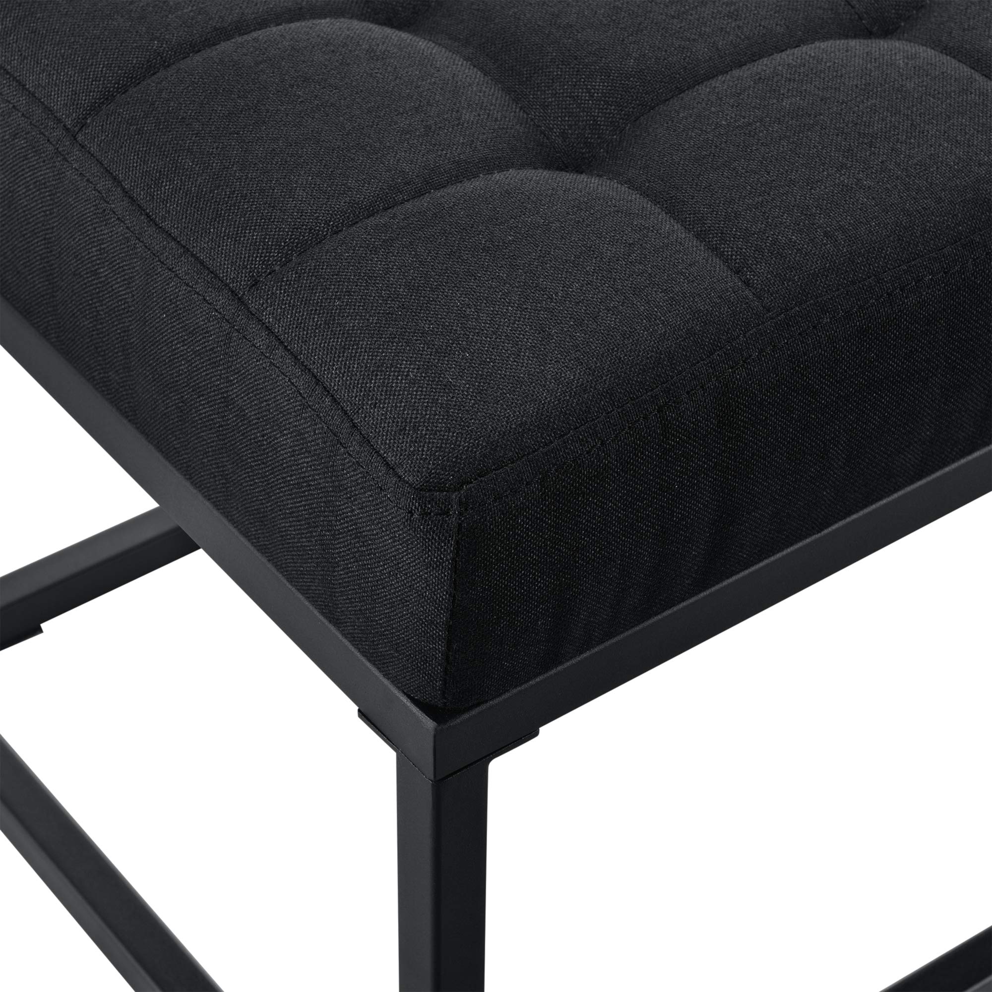 pro.tec Panca per Interni Rivestimento in Tessuto Ottomana Imbottita Trapuntata per Camera da Letto Ingresso Bar Panchina Fondoletto a 2 Posti di Seduta 120x40x38 cm Nero