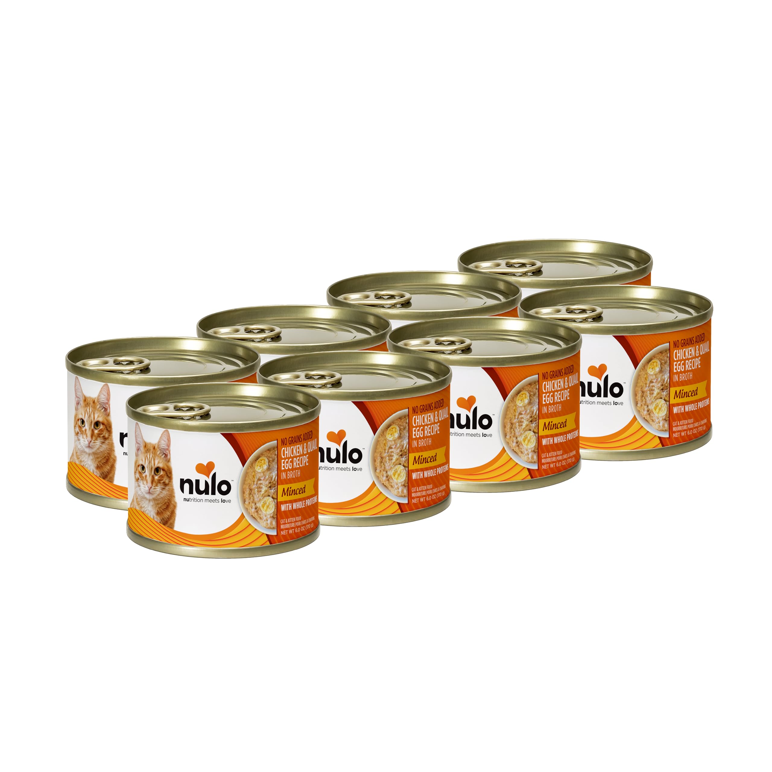 Nulo Minced with Whole Proteins Wet Canned Cat Food, Chicken with Whole Quail Egg in Broth, 6.0 Ounce, 8 Cans