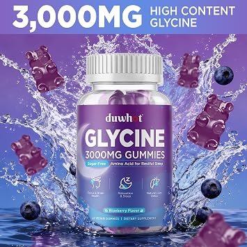 Glycine Gummies, 3g(3000 mg) Glycine Supplements for Sleep, Sugar-Free, 60