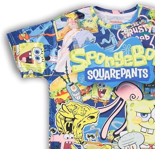 Miniatura 4 de Camiseta clásica de Bob Esponja para hombre de Bob Esponja, Patrick & Krusty Krab Sublimated Allover