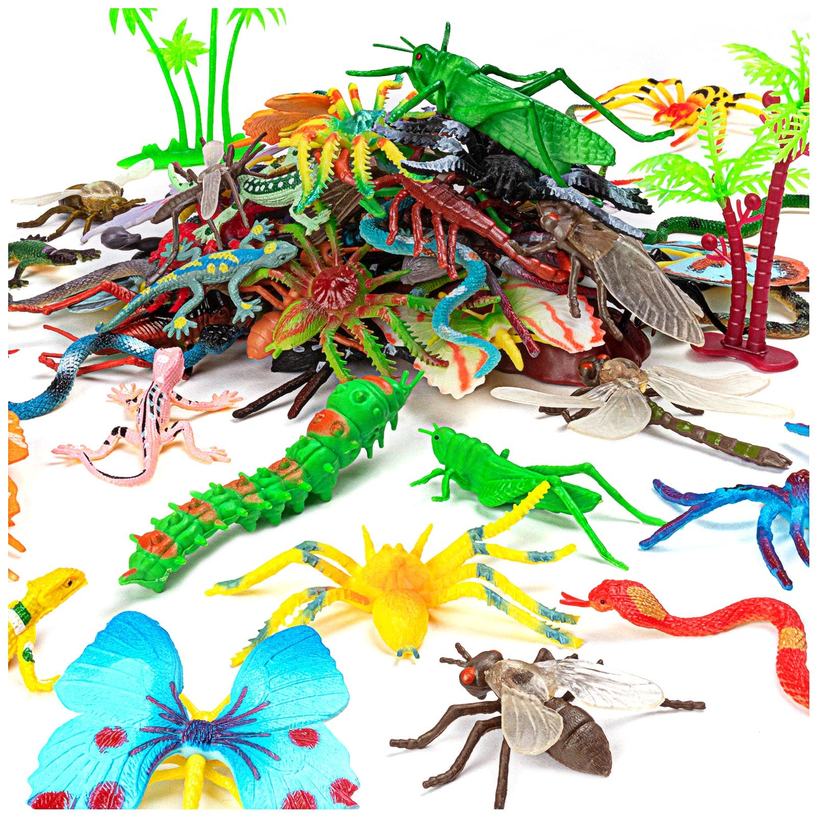 76Pcs Mini Plastic Bugs Set, Plastic Insects Bugs Toy for Kids, Fake Bug For Insect Themed Garden Party, Halloween Goody Bag Filler, Christmas Stocking Stuffers, Education Party Favors Prank Toys