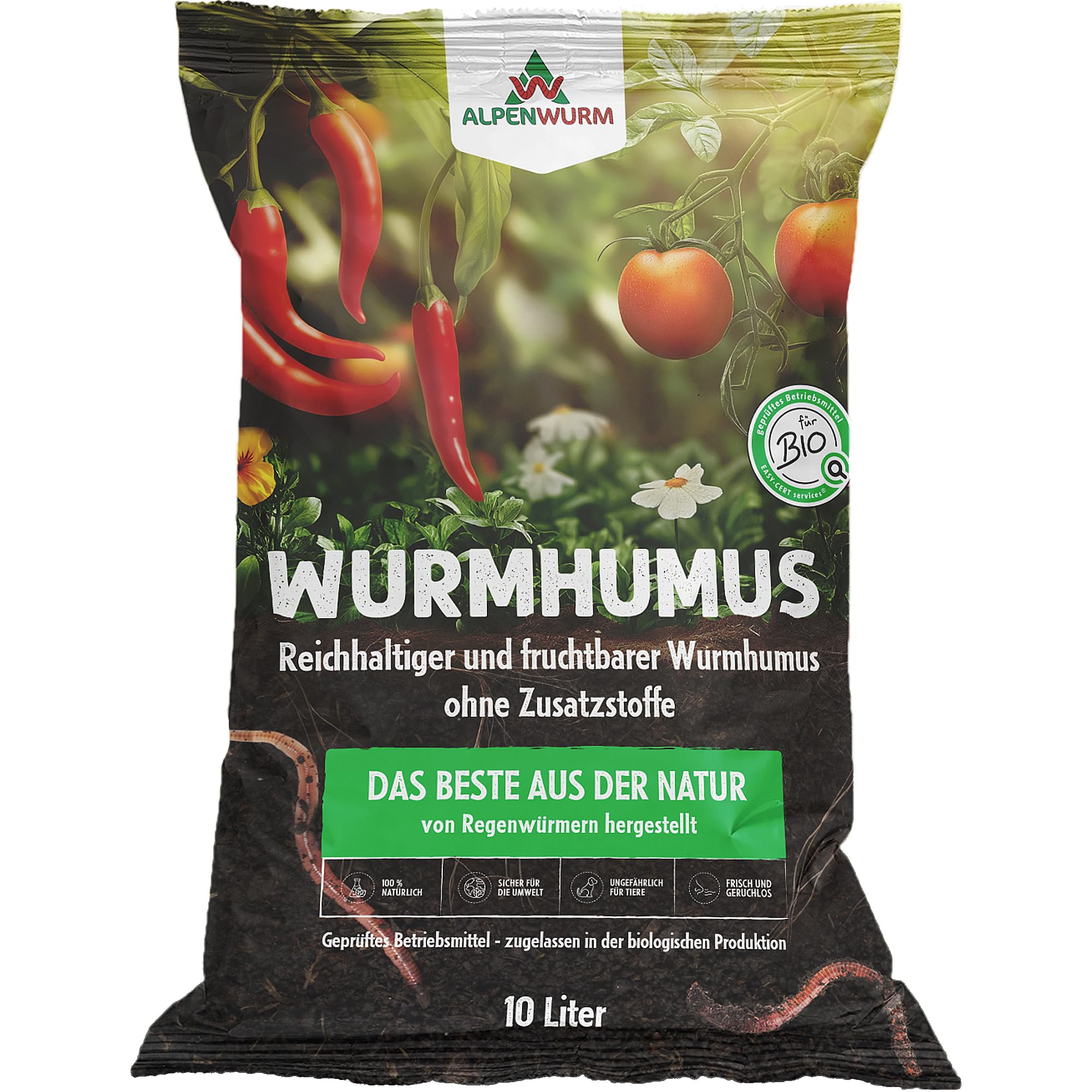 Alpenwurm Wurmhumus 10L | Wurmkompost pur | organischer Dünger | Bio Dünger