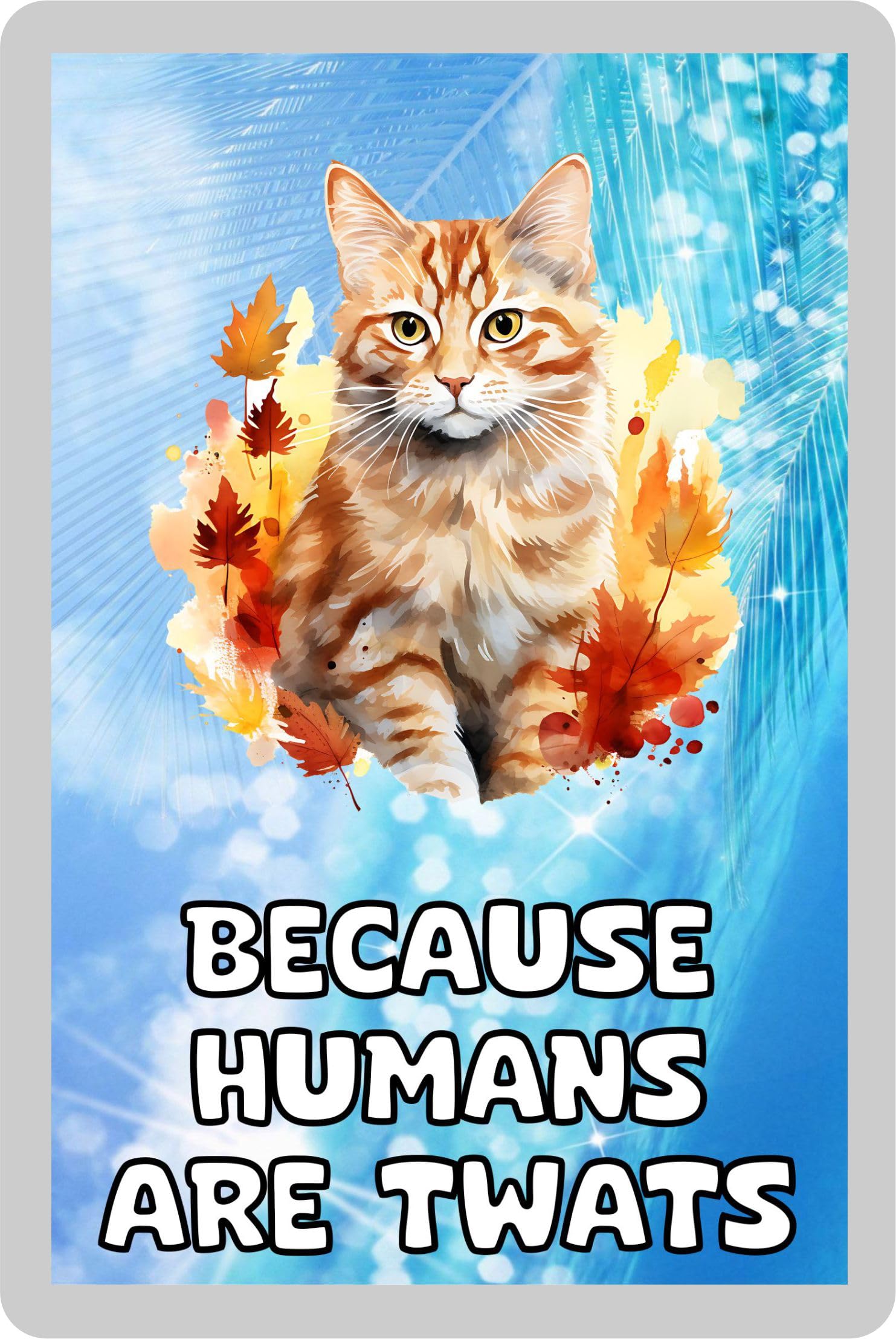 Decalarama Ginger Cat Fridge Magnet Gift – Because Humans Are Twats – Cute Novelty Fun Family Animal Present