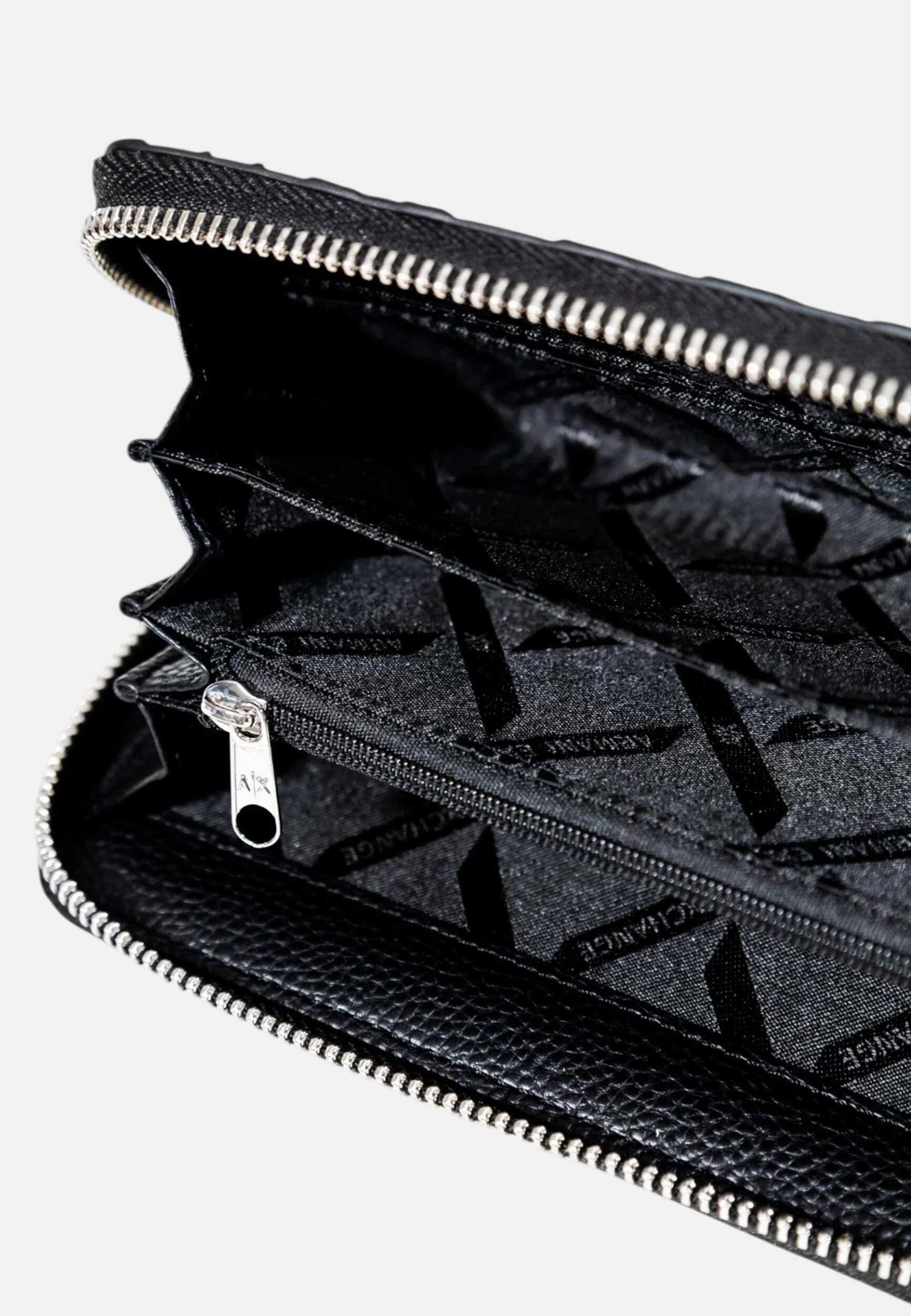 Armani Exchange Women's Essential Liz, Pebble, Logo Embossed Accessory-Travel Wallet, Black, Negro, Talla única