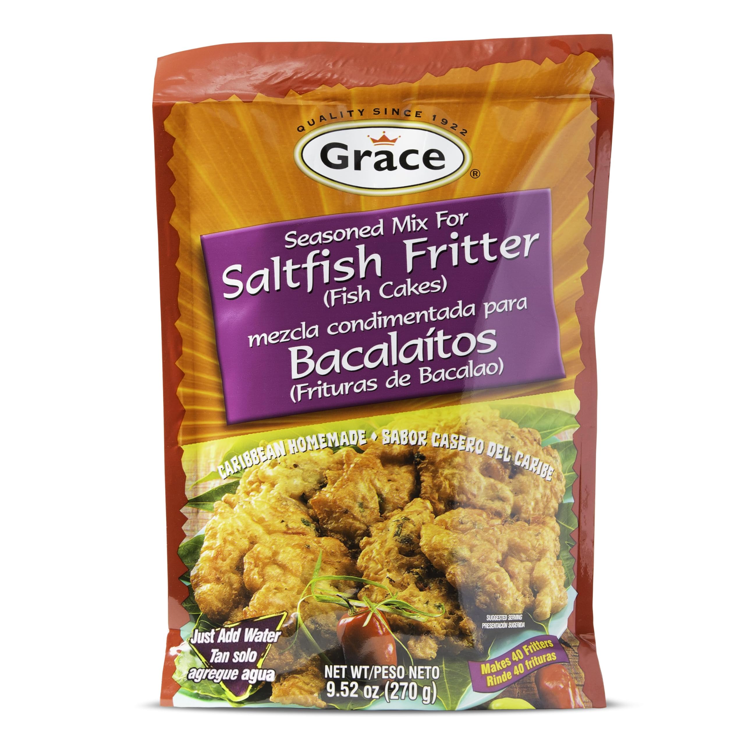 Grace Salt Fish Fritter Mix, makes 40 fritters, 9.5 oz