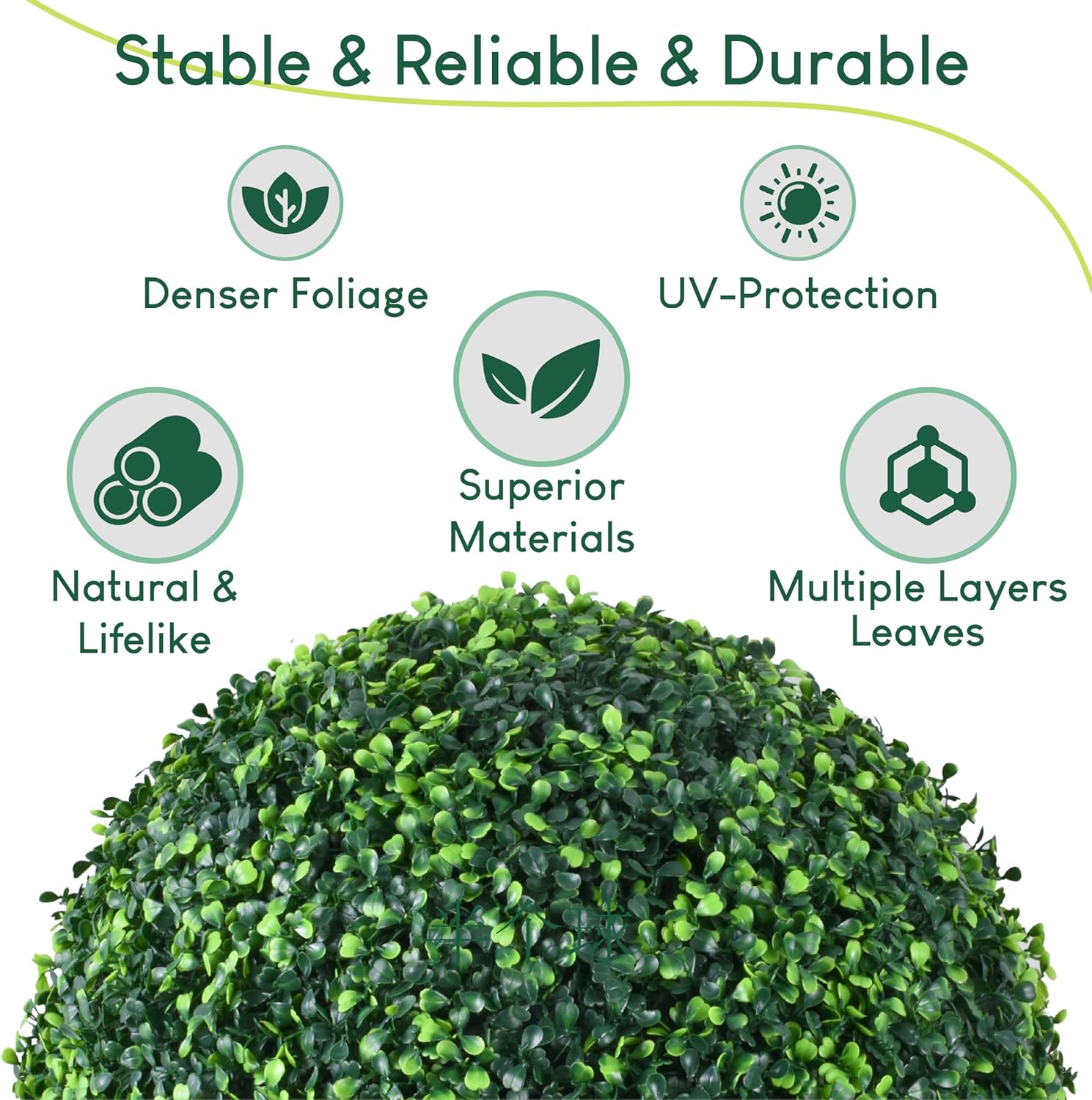 HEDGE MAZE Set of 2 Artificial Boxwood Topiary Ball, 20 Inch Large 4 Layers Faux Boxwood Ball Topiary Balls UV-Protection Artificial Plant Balls Artificial Tree Shrubs Home Decor Front Porch Door