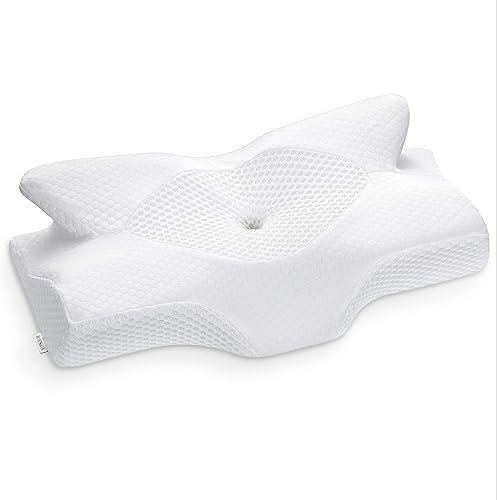 Elviros Almohada cervical de espuma viscoelástica almohadas de contorno para dolor de cuello y hombros almohada ortopédica ergonómica para dormir de