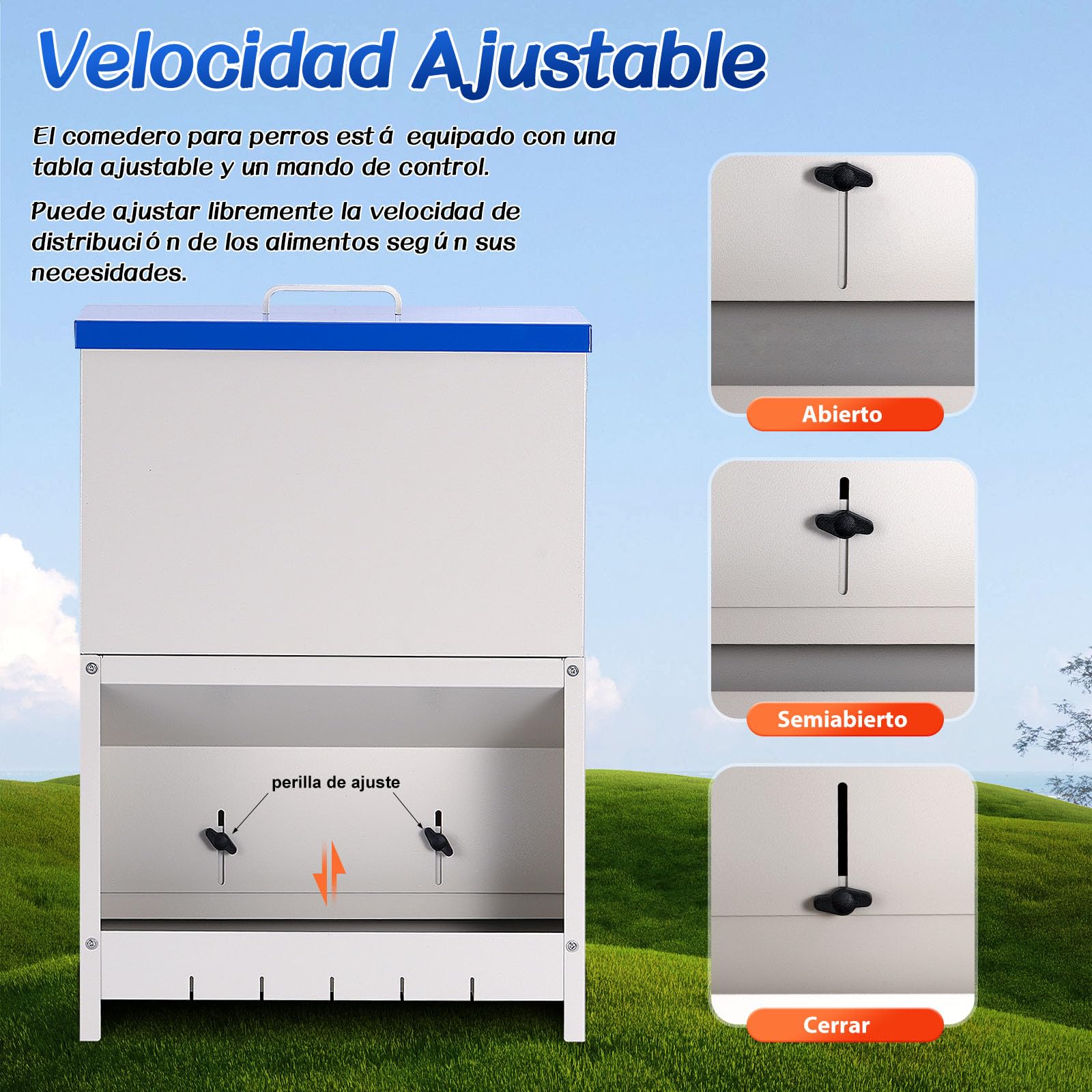 Dispensador automático de Comida para Perros 10 kg Alimentación automática para Dispensador de Comida para Perros al Aire Libre de Gran Raza Alimentación de Gravedad galvanizada