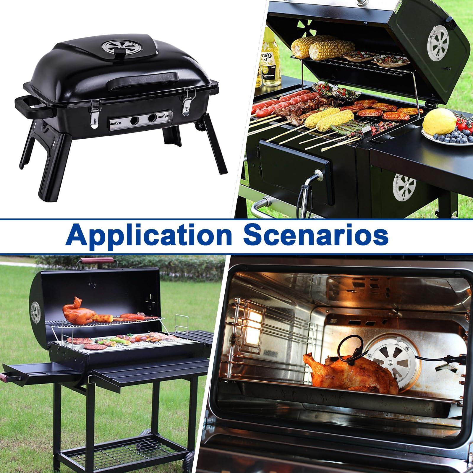 Juego de 2 rejillas de ventilación de aire para ahumador de barbacoa, amortiguador de parrilla de acero inoxidable para flujo de aire acelerado, piezas de repuesto para ahumador, parrilla y 7