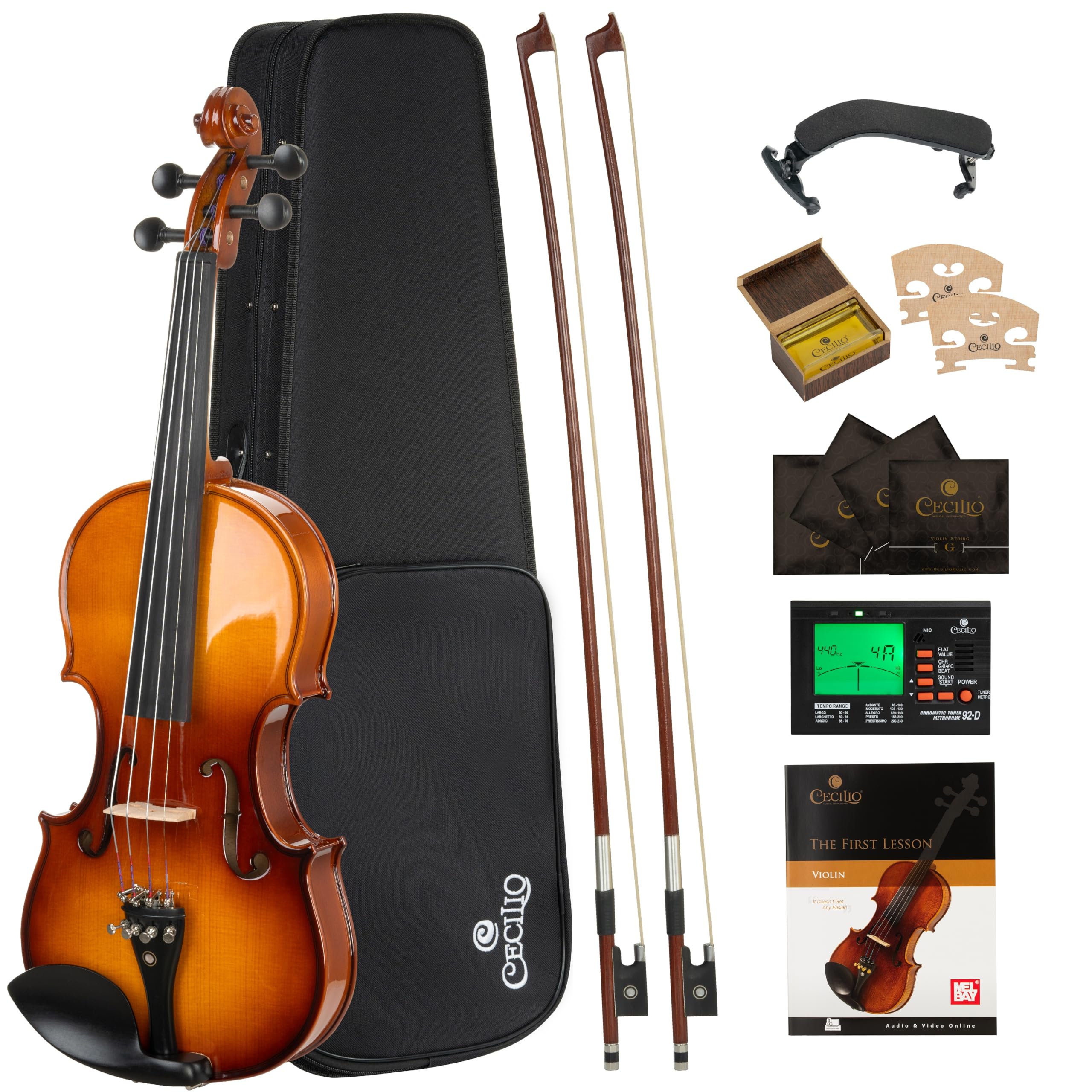 Amazon.com: Cecilio 1/4 Violin Solidwood Violin with Extra Strings