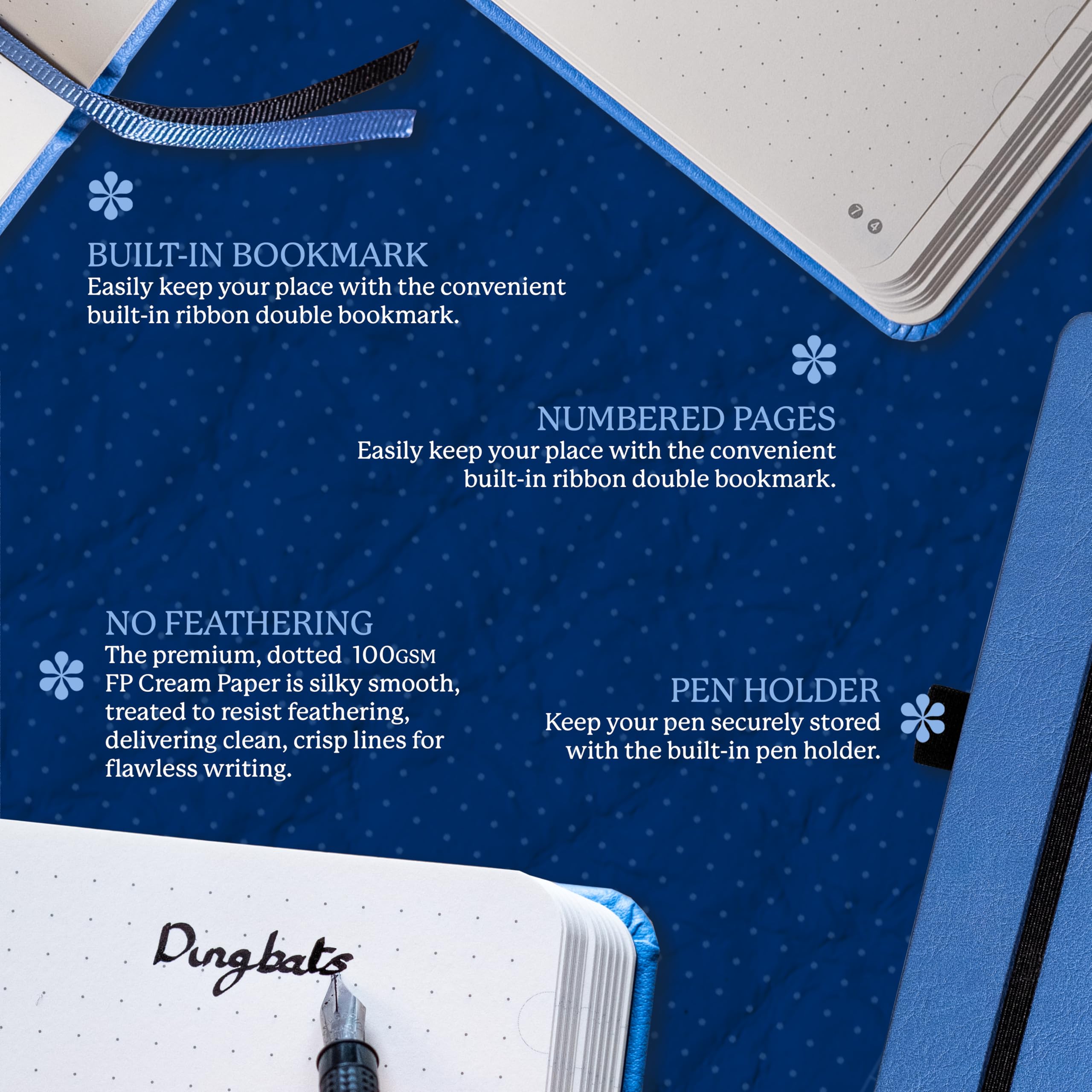 Dingbats* - Earth Cuaderno A5 Punteado - Mediano Libreta de Tapa Dura Cuero PU - Cierre Elástico, Soporte para bolígrafos, Marcador