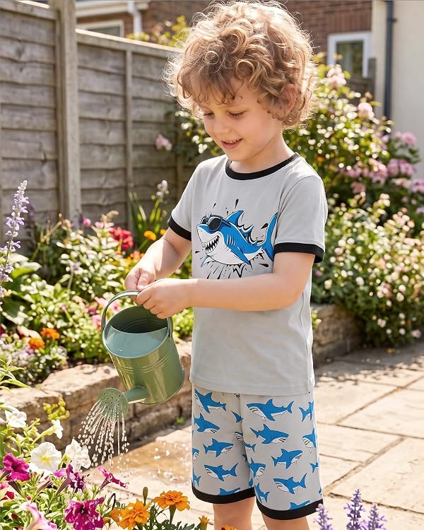 HONGTEYA Toddler Boys Clothes Kids Cotton Clothes Fun Cool Summer Short Wear in Night Size 2-7T (1pcs shark, 4T) by HONGTEYA - Used condition - Image 4