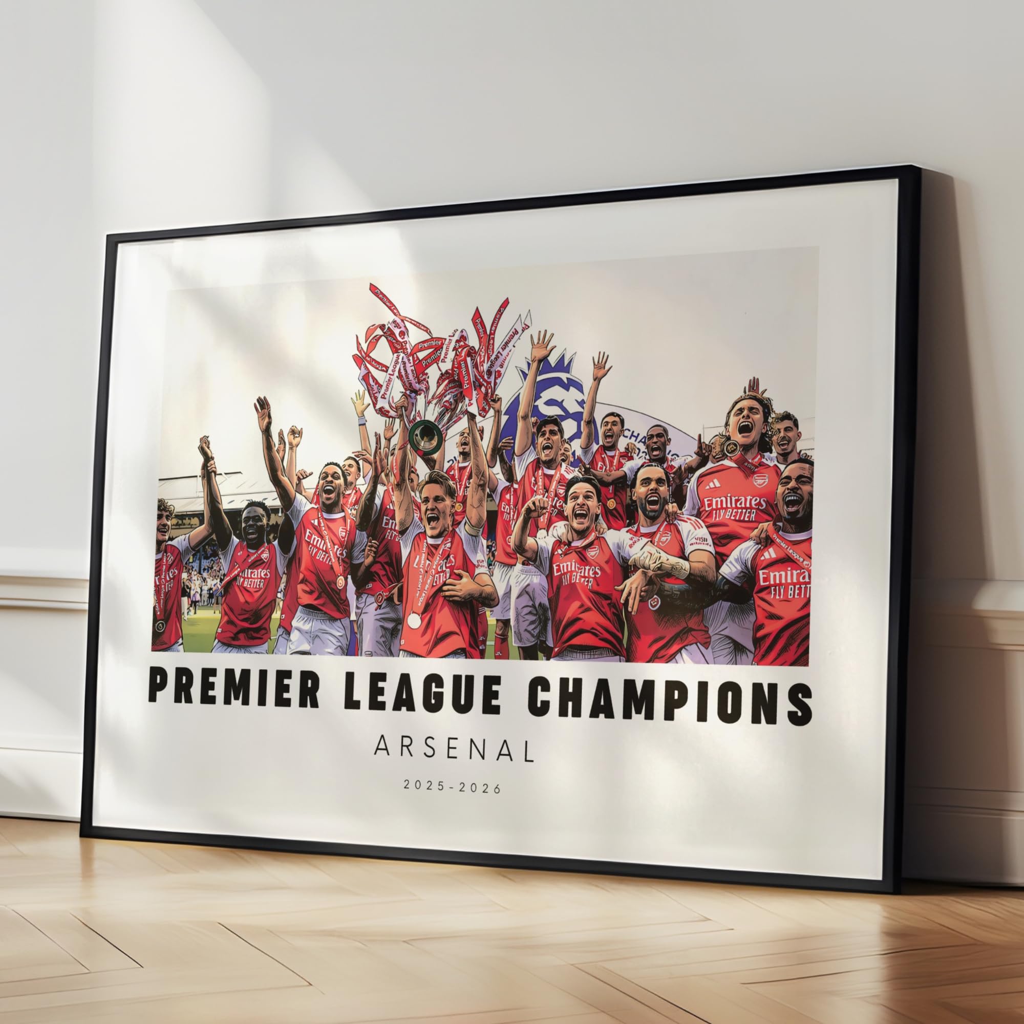 Arsenal League Champions 2025-26 Art Print | Premier Team Celebration Illustration Drawing Painting Poster Winners | Frames Available