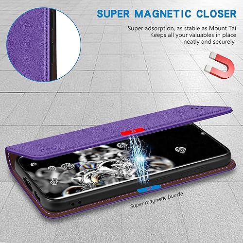 Miniatura 32 de ZZXX Funda tipo cartera para Samsung Galaxy S20 con bloqueo RFID, soporte de ranura para tarjetas, funda protectora de cuero magnético fuerte