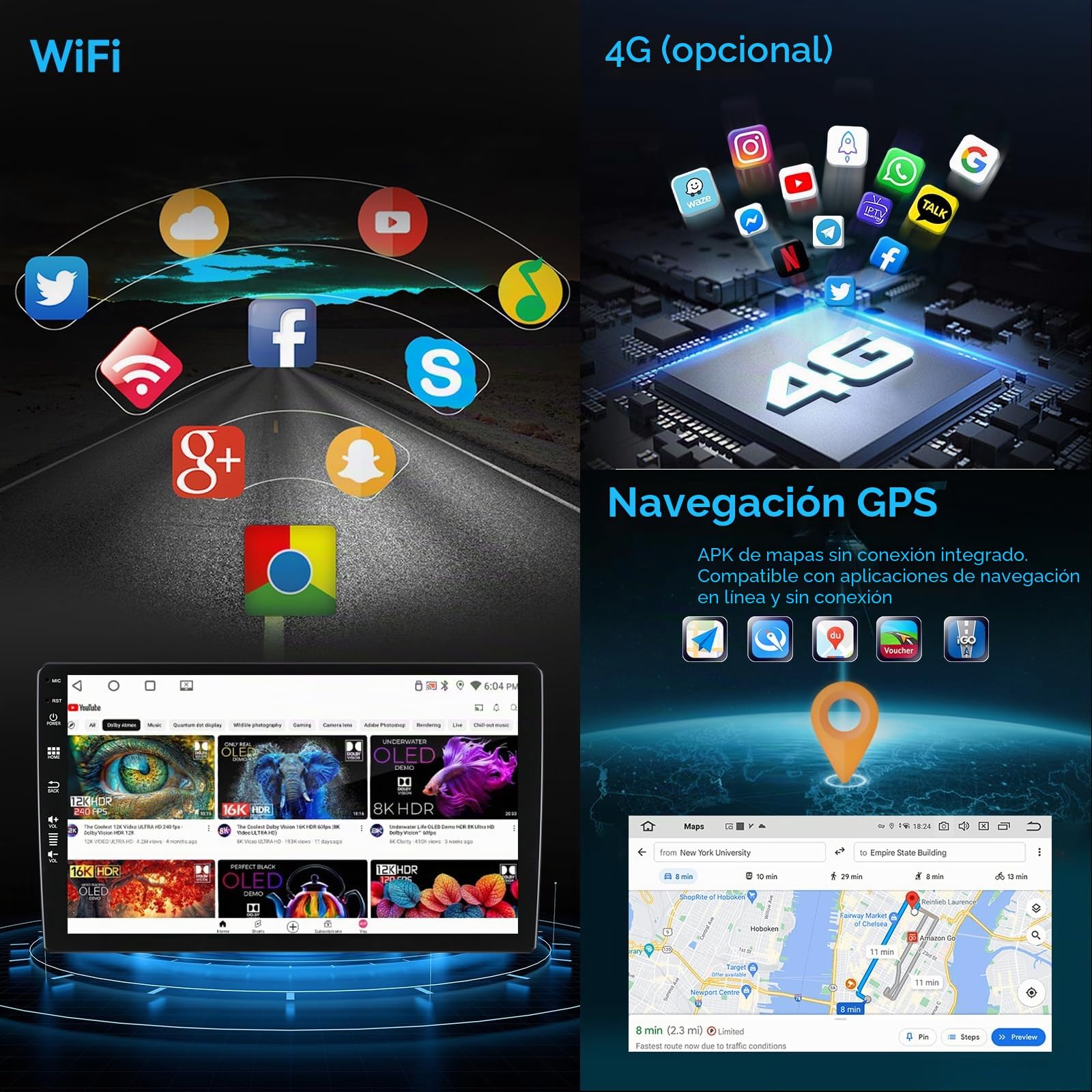 MSD 6G+128G Octa-Core - 9 Pulgada Autoradio para BMW Mini Cooper F54 F55 F56 F60 (2015-2019) | Android 15 GPS Navi Radio | CarPlay Android Auto Dab 4G Dual-Band WLAN Volante DSP | Cámara Mic | 2 DIN