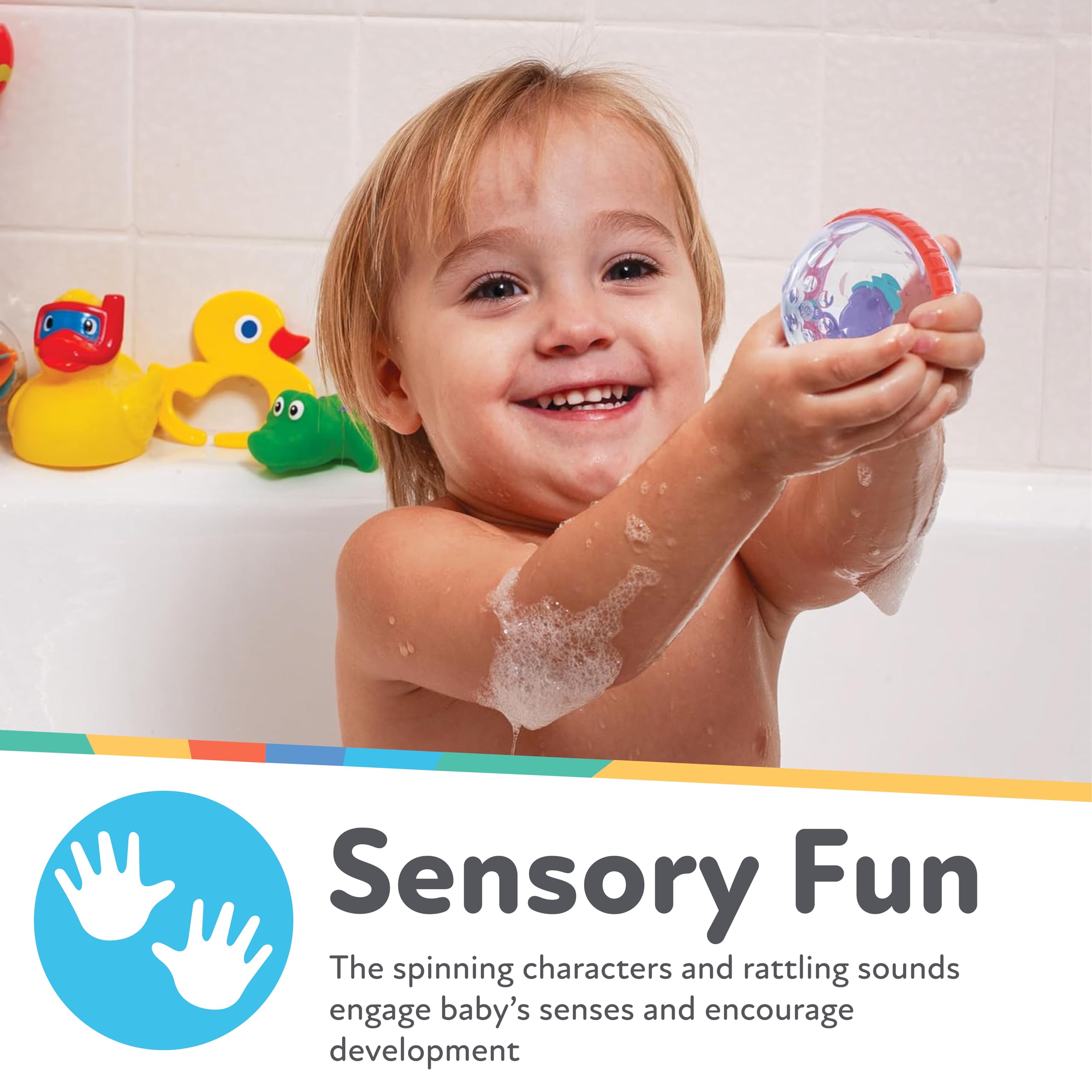 Nuby Bubbly Buds Interactive Bath Set - (4-Pack) Baby Bath Toys - 6+ Months