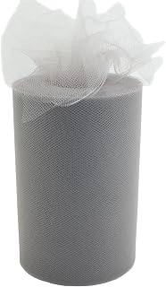 Tulle Fabric Roll | 6” by 100 Yards | Polyester Spool for Crafts Decorations Tutu Weddings Costumes Skirts Parties Gift Bow and More – by Craft Forge (Silver)