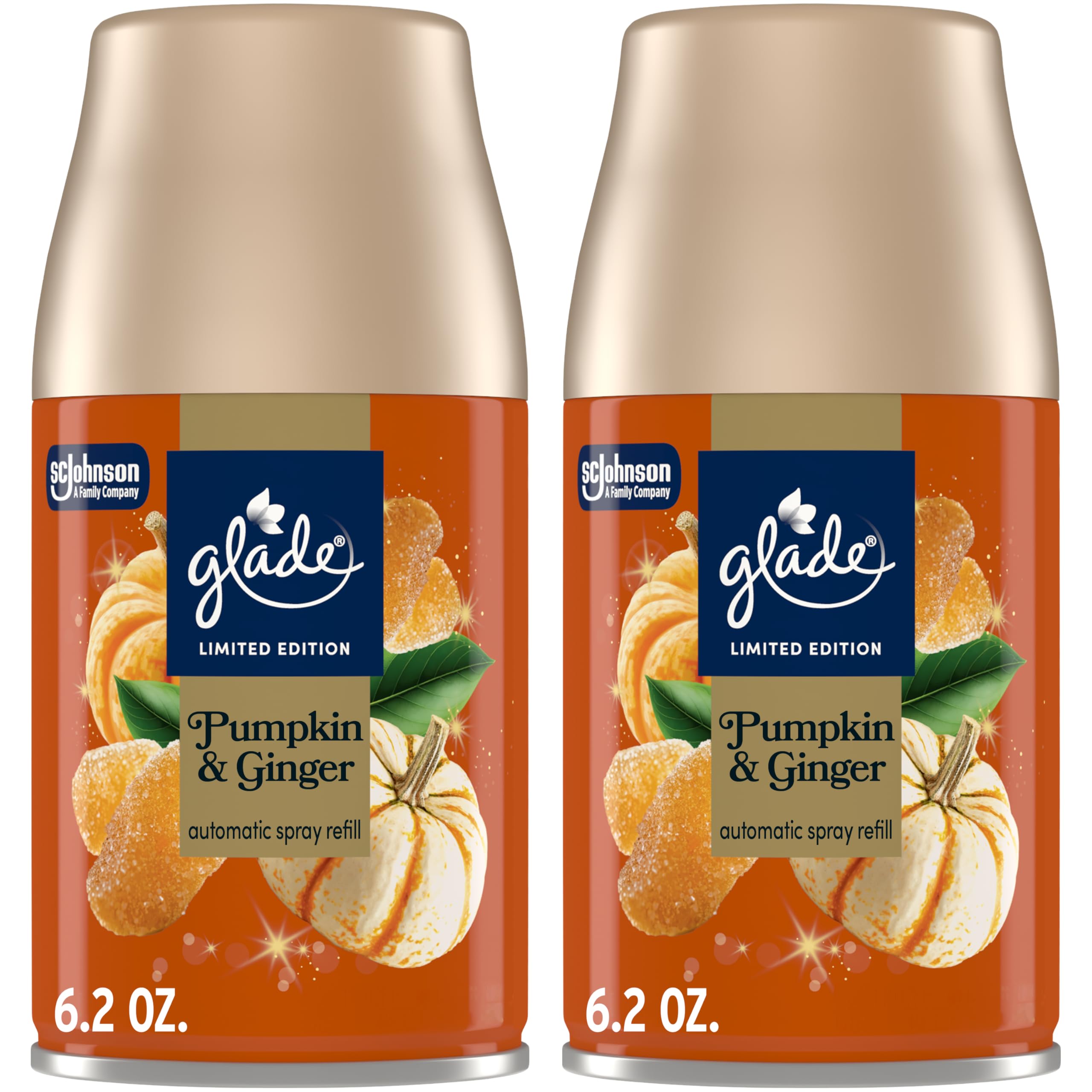 Glade Automatic Spray Refill Pumpkin Ginger Scented Air Freshener for Home and Bathroom 6 2 Oz 2 Count