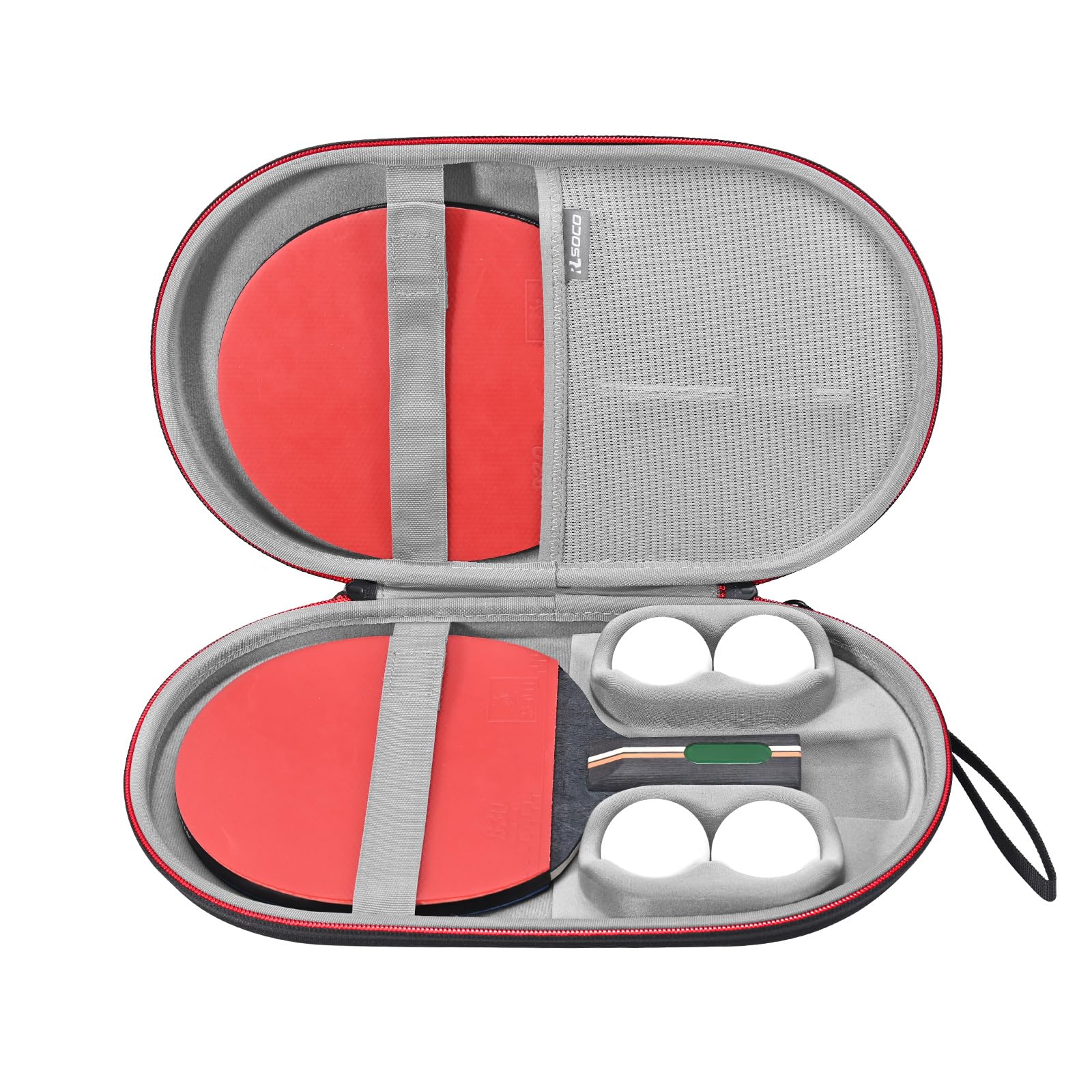 RLSOCO Custodia per racchette da ping pong e racchette da ping pong, adatta per 2 raie e 4 palline, colore nero (solo custodia)