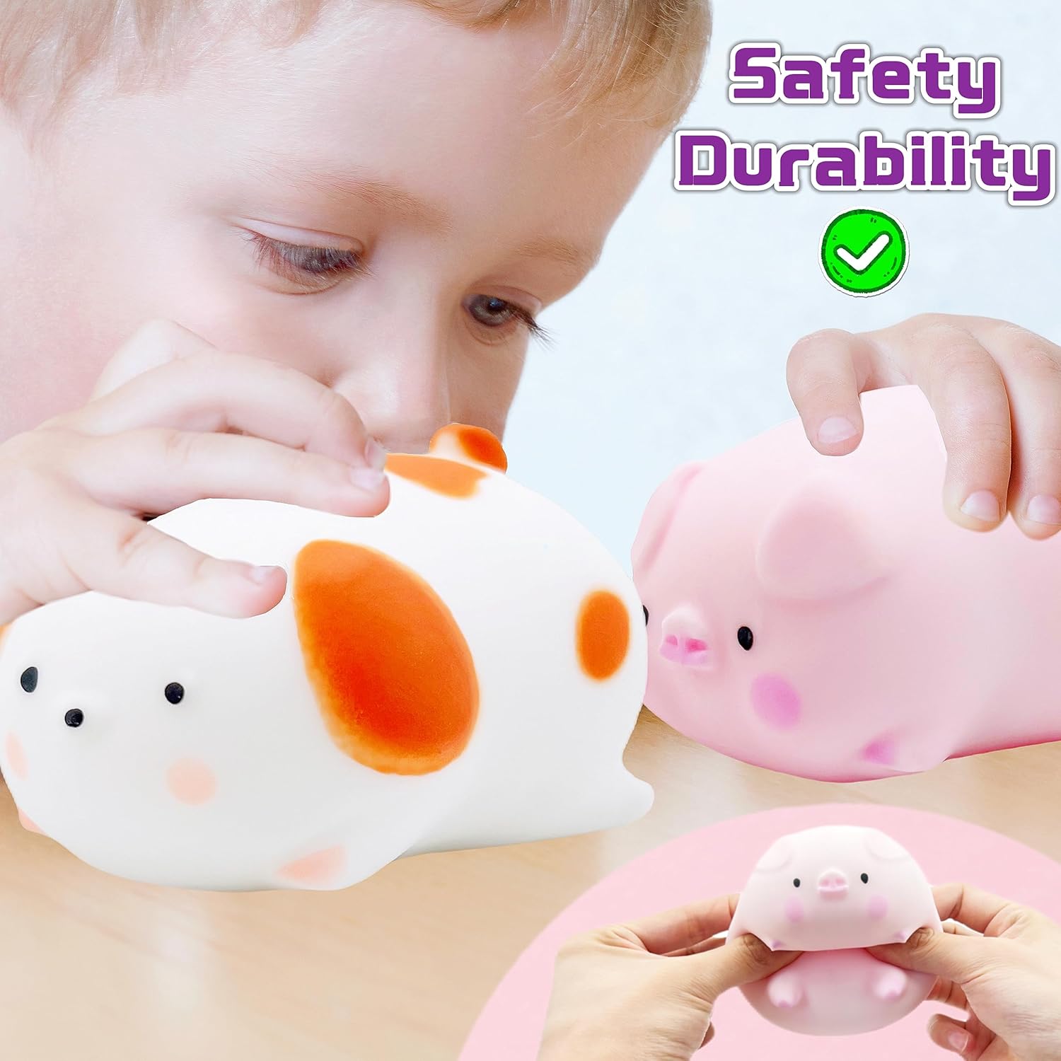 Squishy Pig Stress Balls for Kids Splash Piggy Squishy Ball Fidget Toys (1PCS) Animal Stress Toys Squeeze Dough Ball Stress Relief Toy Autism Sensory Toys for Autistic Children Party Favors