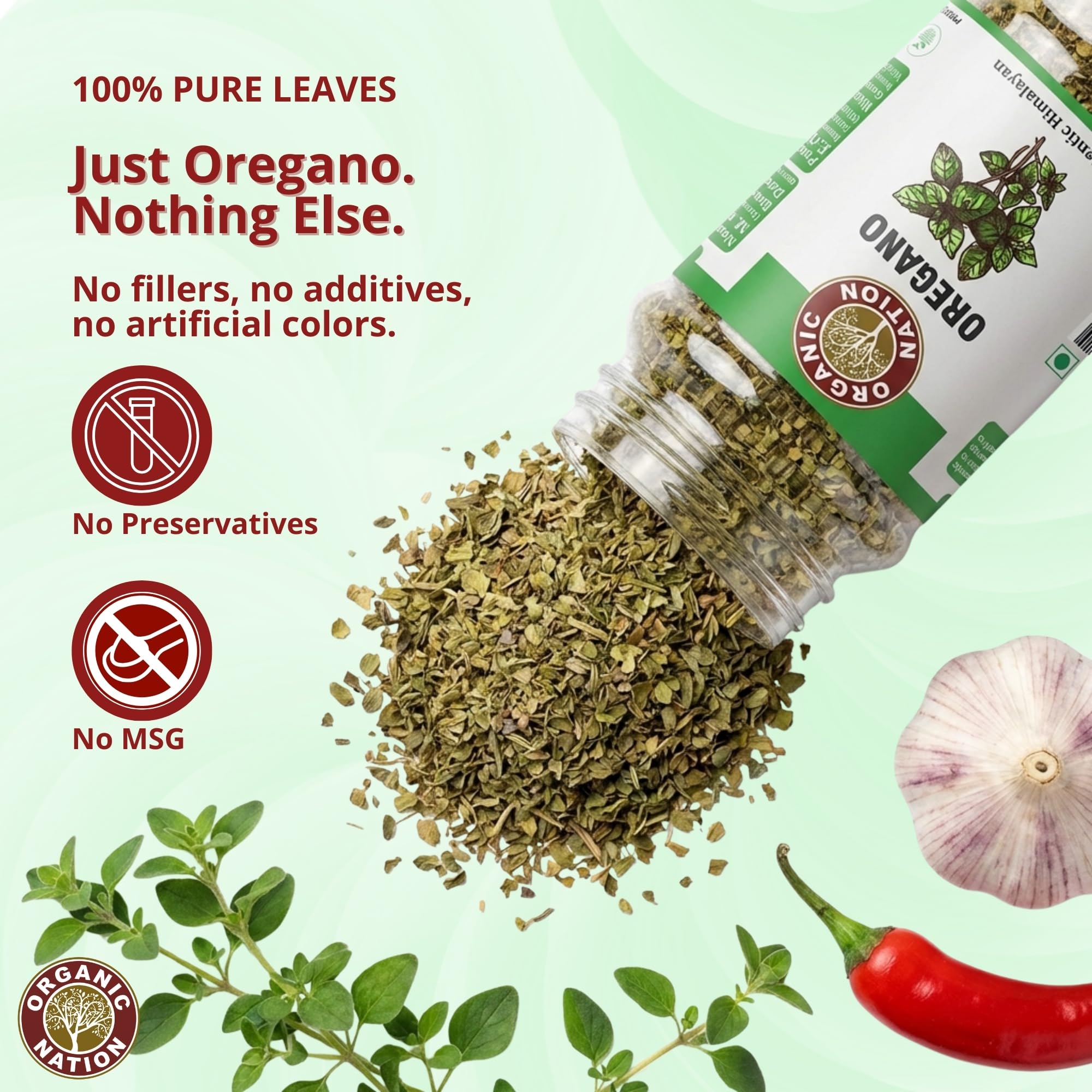 Organic Nation Oregano 50g (pack of 2) | Dried Oregano Leaves | Natural & Aromatic Herb | Perfect for Pizza, Pasta, Salads 2
