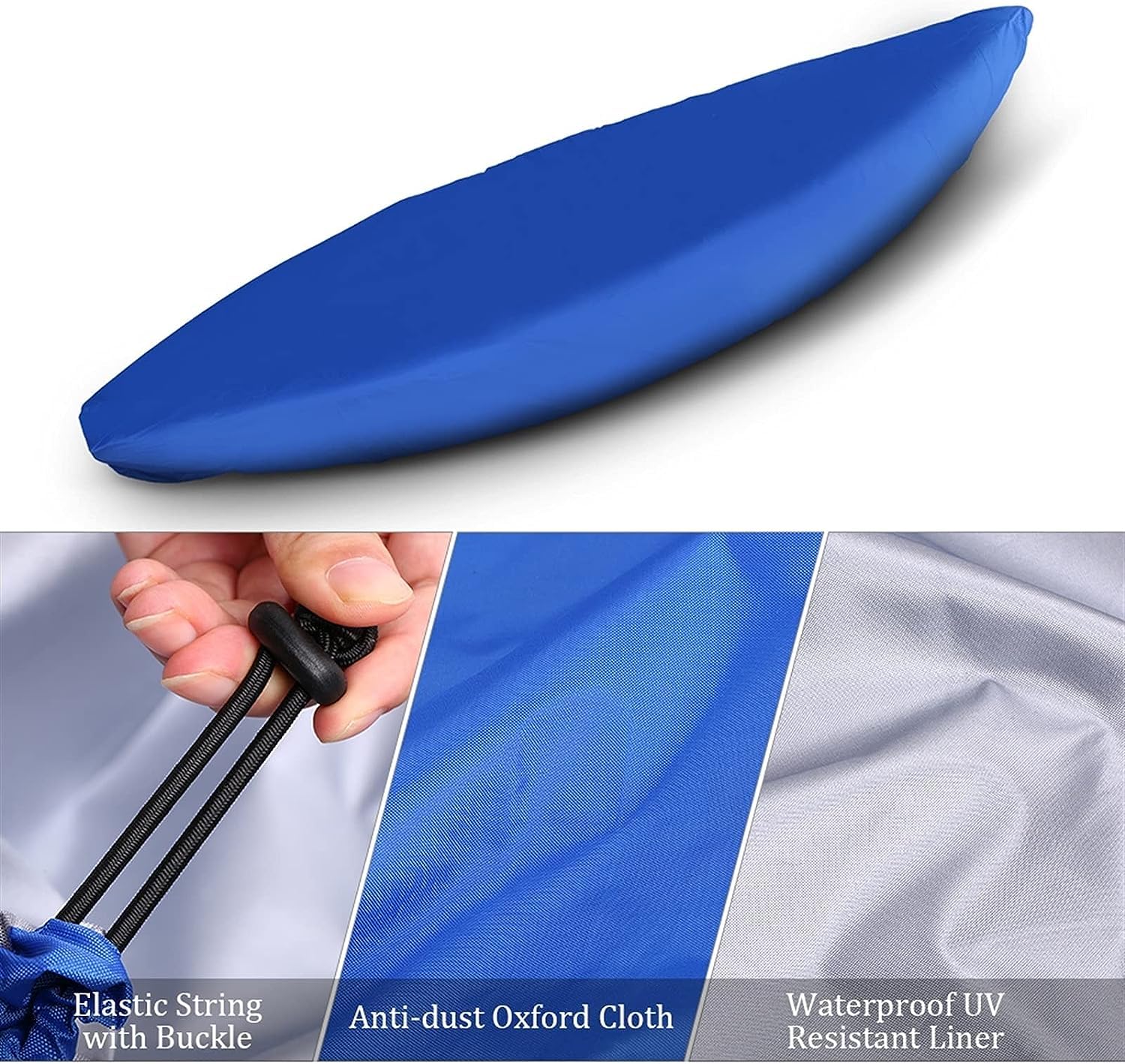 Telo Copri Barca，Telo Barca, Copertura per Kayak da Esterno 210D, Impermeabile, Protezione UV, per Canoa, Copertura per raft, a Forma di V, Impermeabile (Nero,