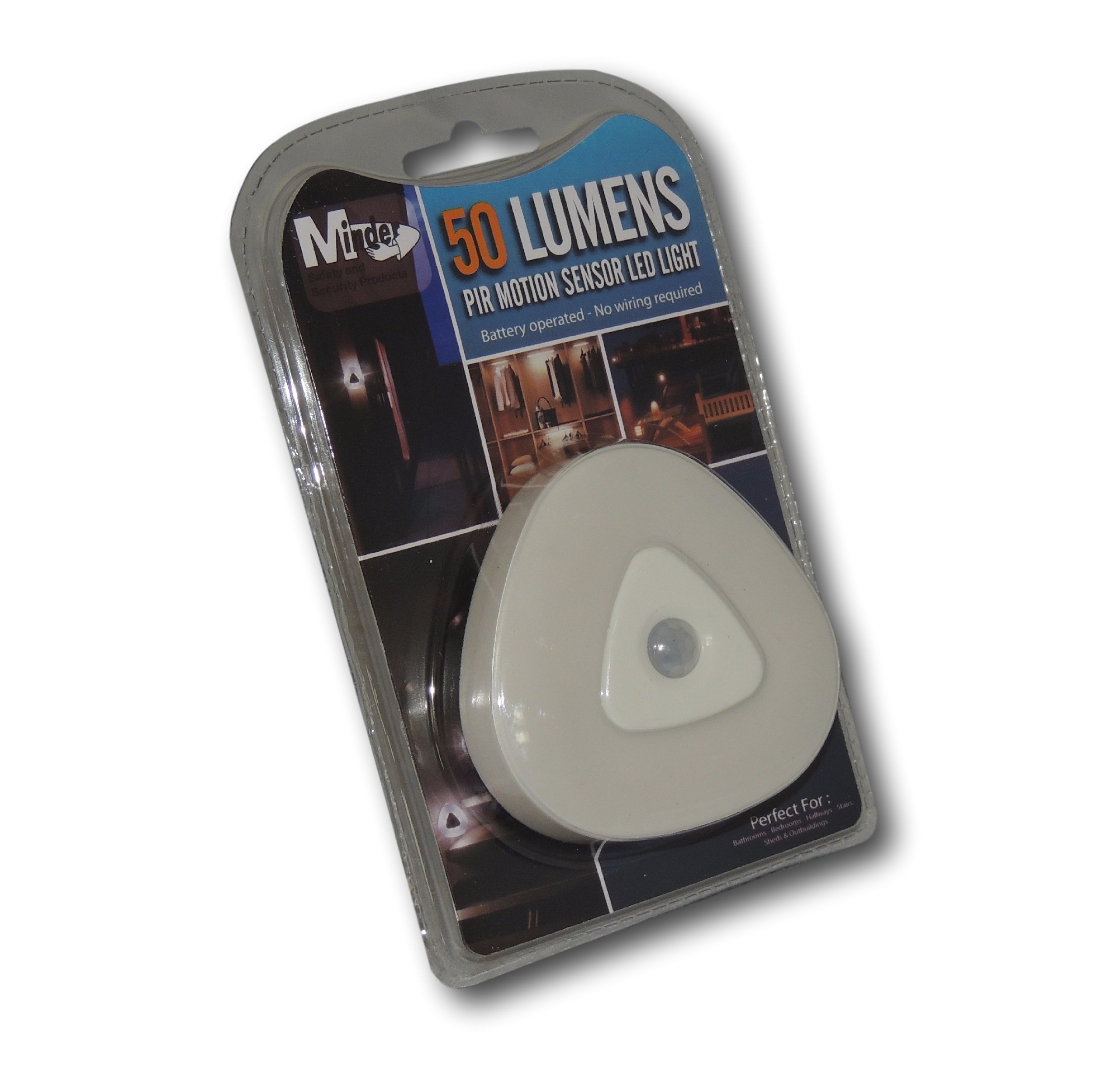Eposgear White Minder Stick-On Adhesive Led Automatic Pir Motion Movement Activated Indoor Light - Perfect For Use In Kitchens, Cupboards, Wardrobes, Closets And Other Low Light Areas (1 Triangle With Batteries)