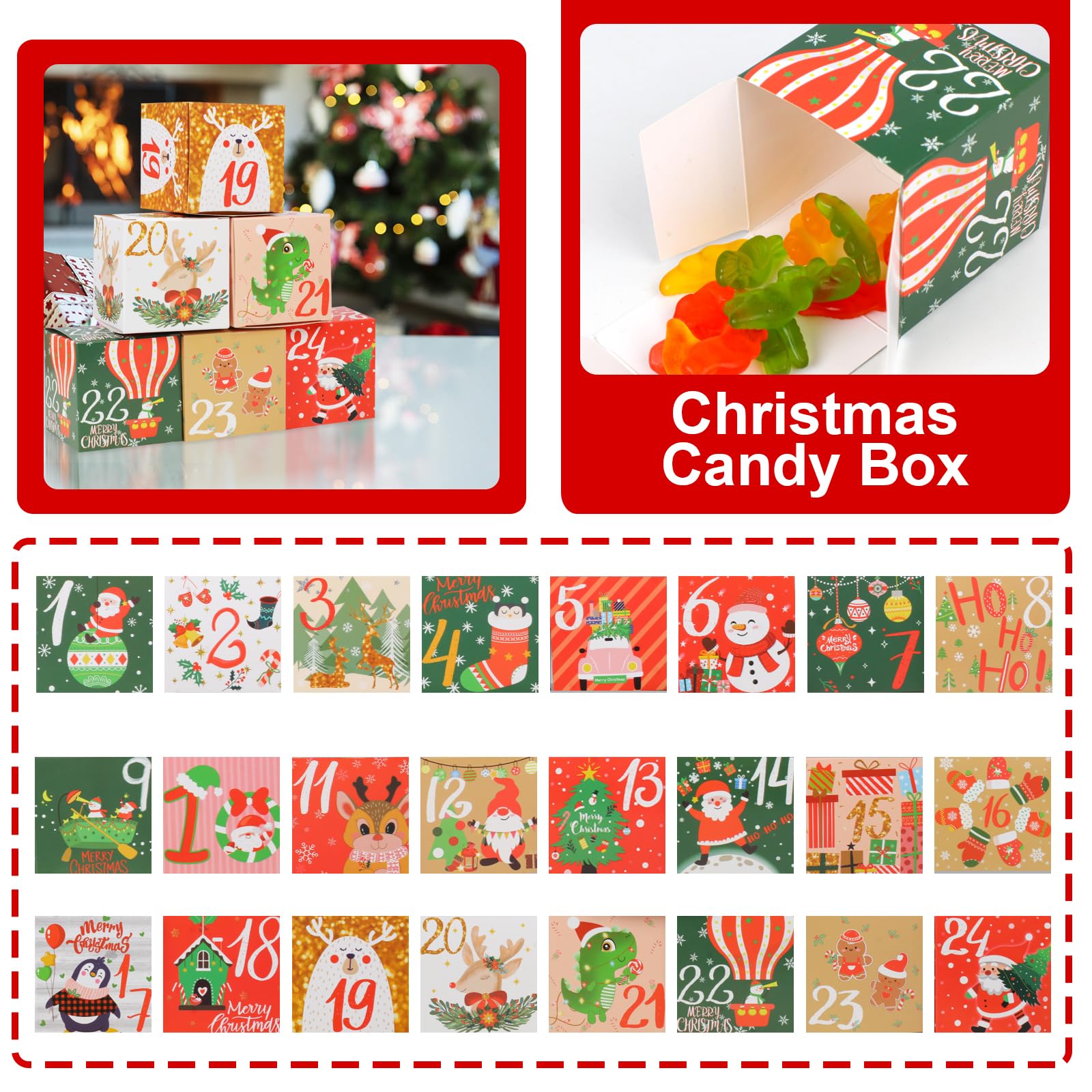 Coicok Calendario de Adviento Navidad 24 Cajas DIY Caja de Regalo