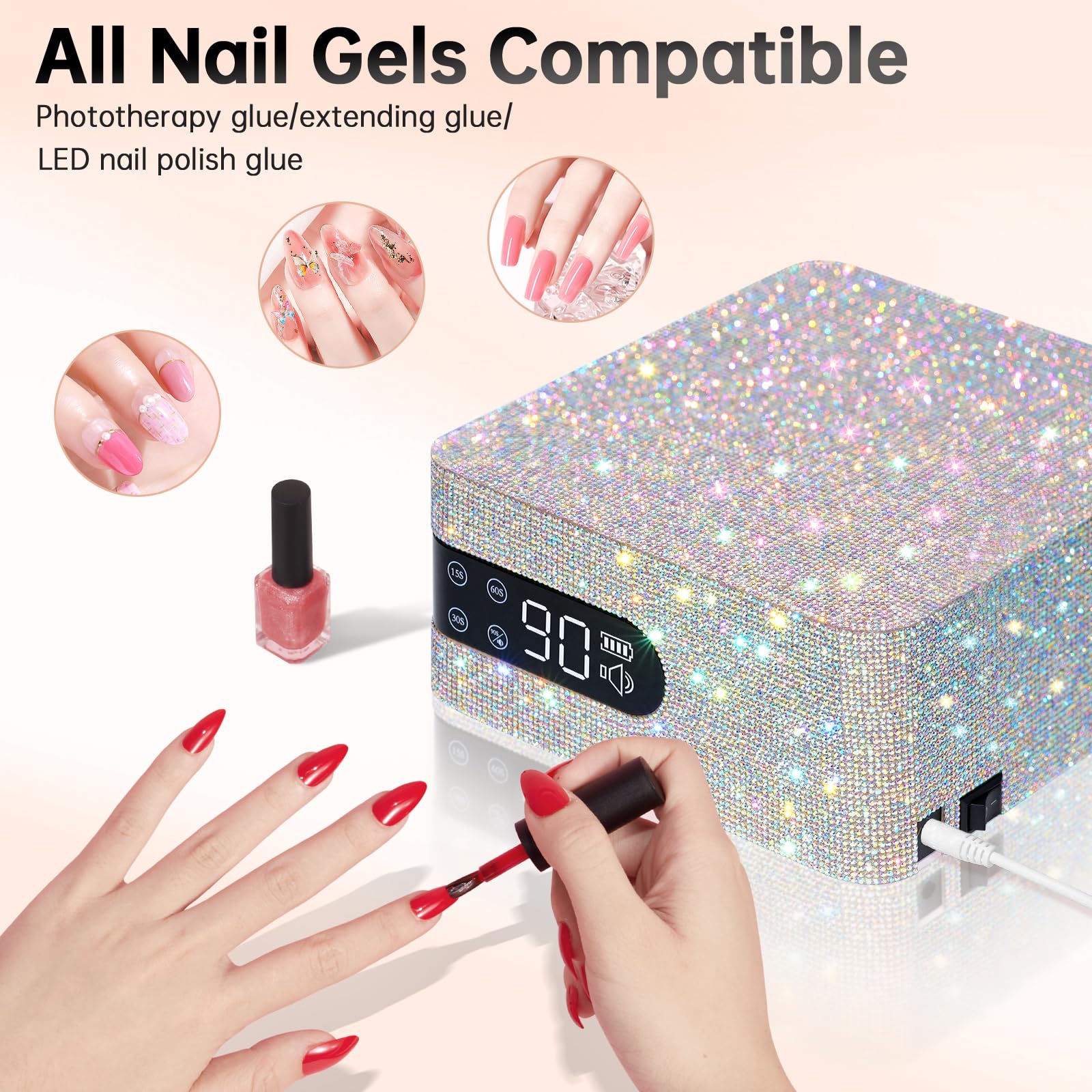 UV LED Nagellampe Professionelle 96w Gellampe für Gel-Polisch 3 Timern | CHRISTINE SHELLY Härtungsalternator mit automatischem Sensor und LCD-Anzeige für Zuhause und Nagelstudio Salon