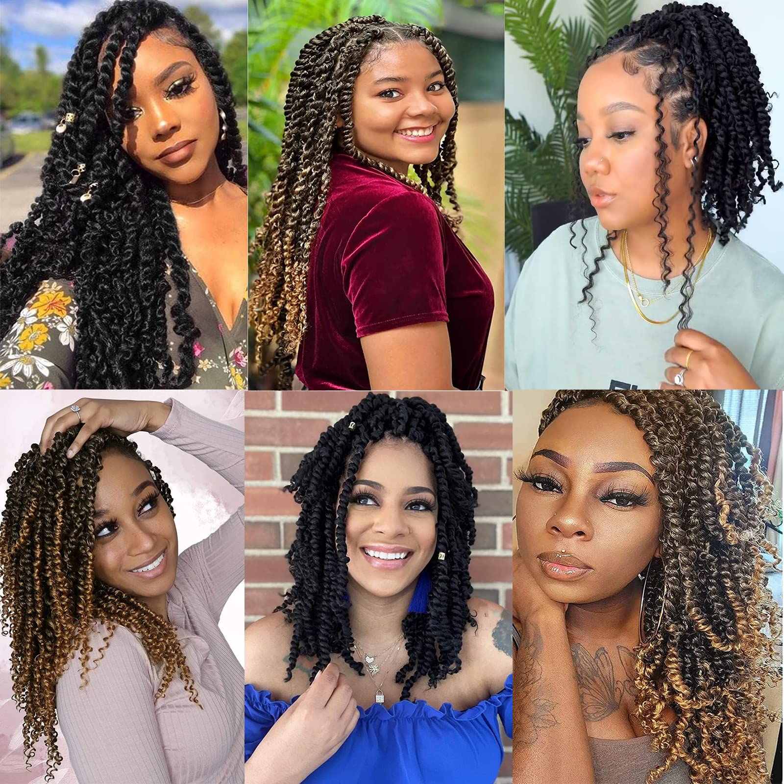 Xtrend 14 pouces ombre Présided Passion Twist Cair 8packs 12 mèches/pack Bohemian pré-boucle synthétique Hair Natural Crochet Passion Twist Hair for Black Femmes (T30#)