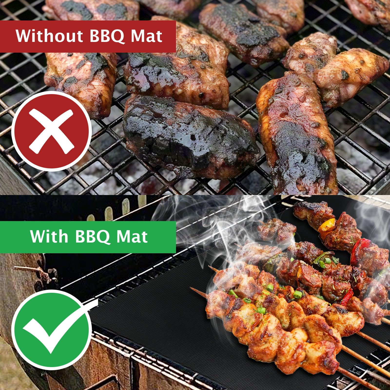 Tapis de Barbecue Antiadhésifs en Téflon 40x33cm Lot de 5 Reutilisable sans PFOA