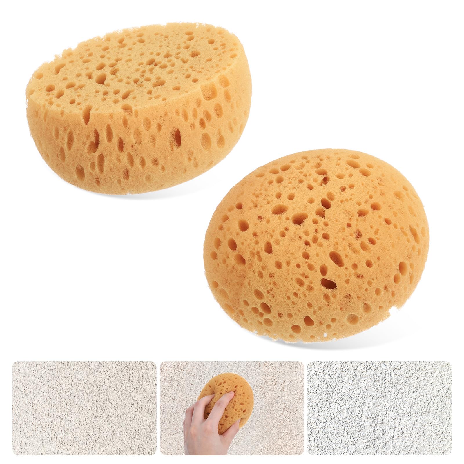 Xindojuz 2 PCS Knockdown Texture Sponge, Orange Peel Texture Sponge for Popcorn Repair Ceiling Drywall Wall Patch, Round Clay Textures Sponges for Pottery DIY Painting Ceiling Cleaning Washing
