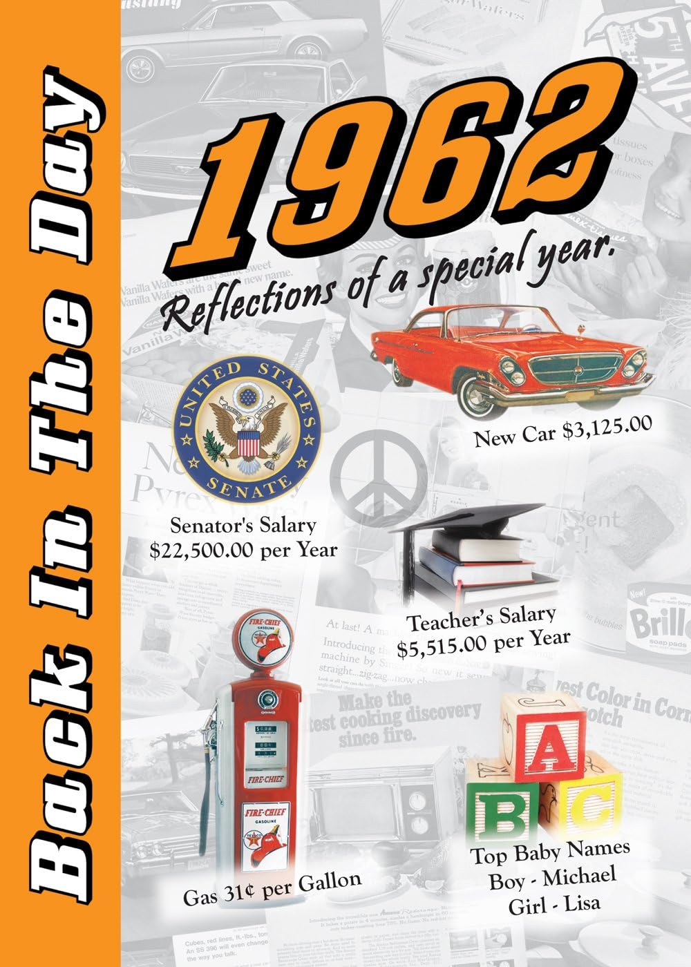 1962 Back In The Day - 24-page Greeting Card / Booklet with Envelope (5 x 7 Size) โ Great for Birthdays, Anniversaries, Reunions, Graduations, Client & Corporate Gifts