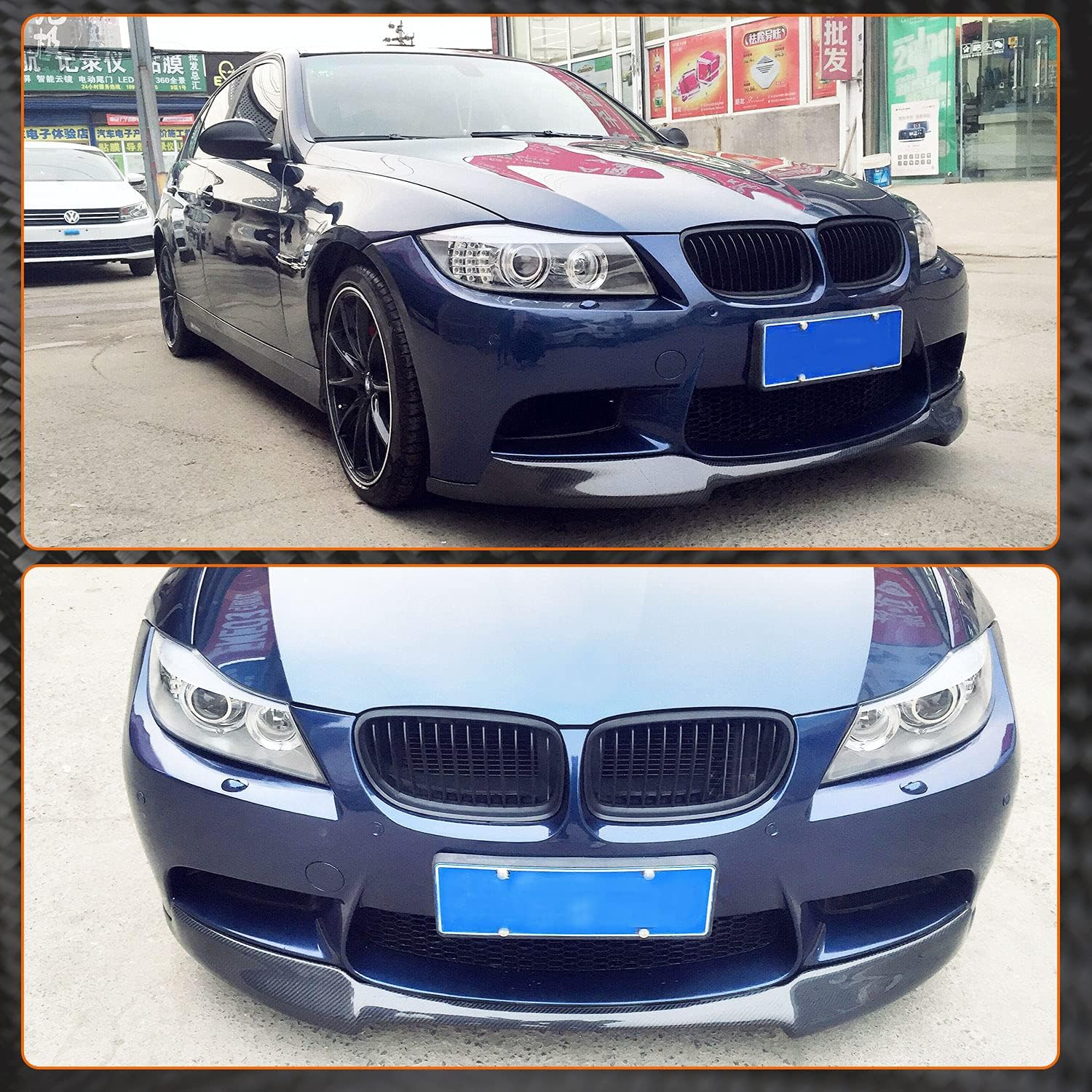 Carbon Fiber Front Bumper Lip Fits for BMW 3 Series M3 E90 E92 E93 2Door 4Door 2008-2013 | Add-on Pure Chin Spoiler Splitter Protector Enhance Aerodynamics & Style