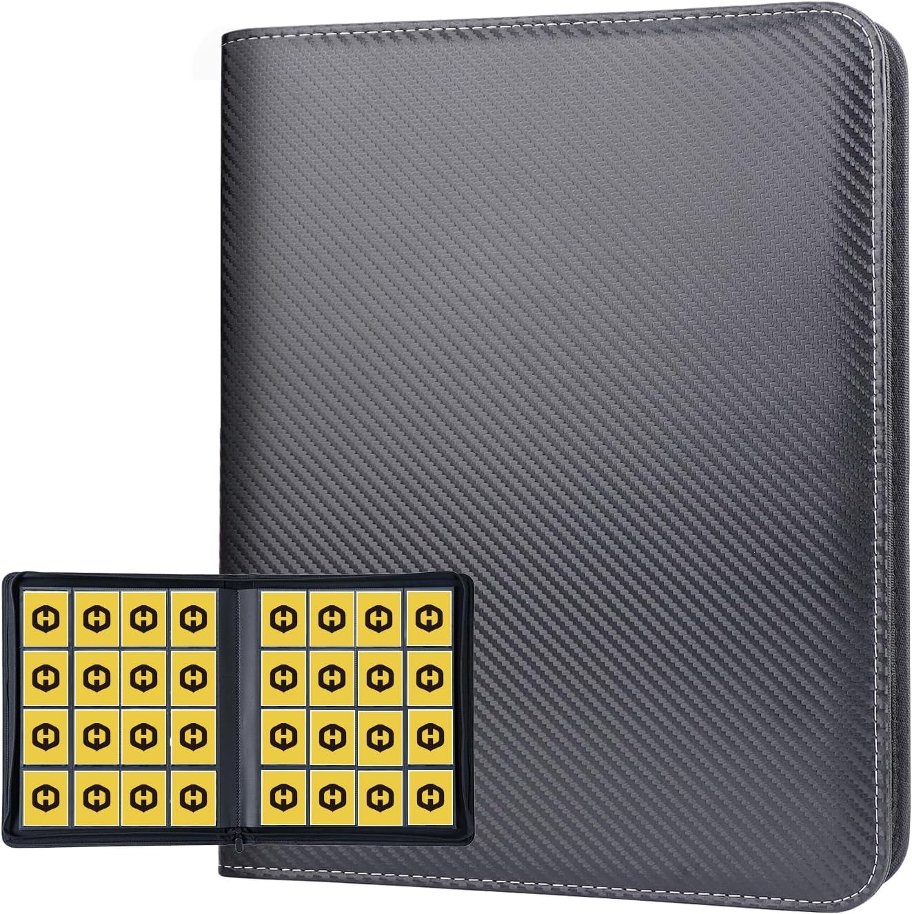 HESTECH Premium 1000+ Pockets Card Binder, Trading Card Binder, Card Collection Binder 16 Pocket, Side Loading Card Binder with Zipper, Ringless Trading Card Album Folder for MTG, TCG, Sports Cards