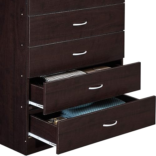 Miniatura 7 de Hodedah - Cómoda de 7 cajones HI70DR, con 2 cajones superiores con cerradura, color chocolate