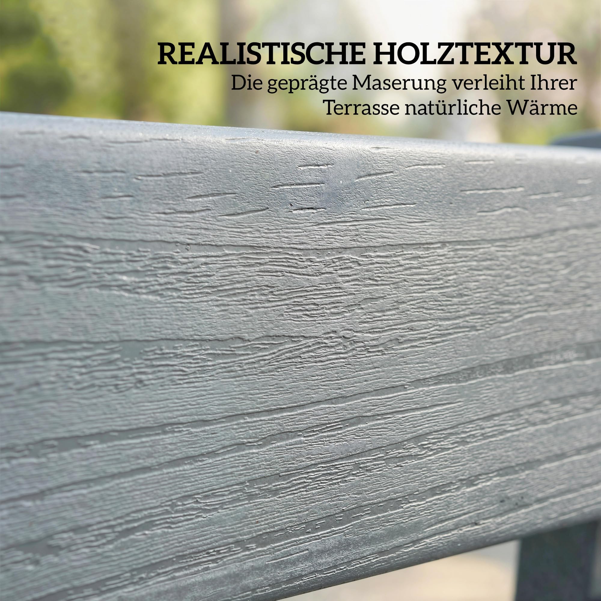 Outsunny Gartenbank 2-Sitzer wetterfest Kunststoff Outdoor Sitzbank mit Lamelldesign Holzoptik Rückenlehne Ergonomisch Balkonbank bis 240kg Parkbank Gartenmöbel für Garten Park 130 x 59 x 91cm Grau
