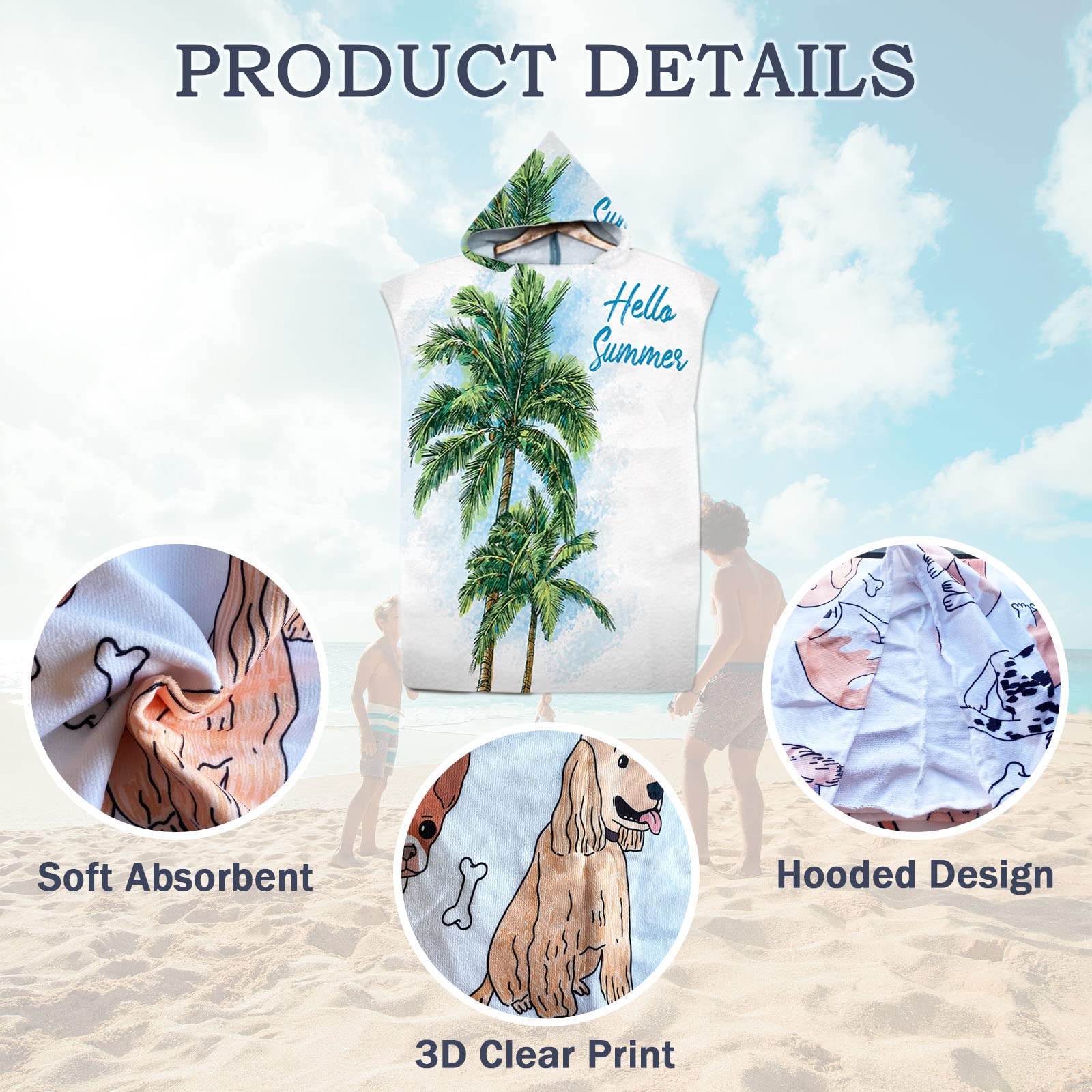 Chickwin Badeponcho Mit Kapuze - Mikrofaser Strandtuch Schnelltrocknend | Für Erwachsene & Kinder