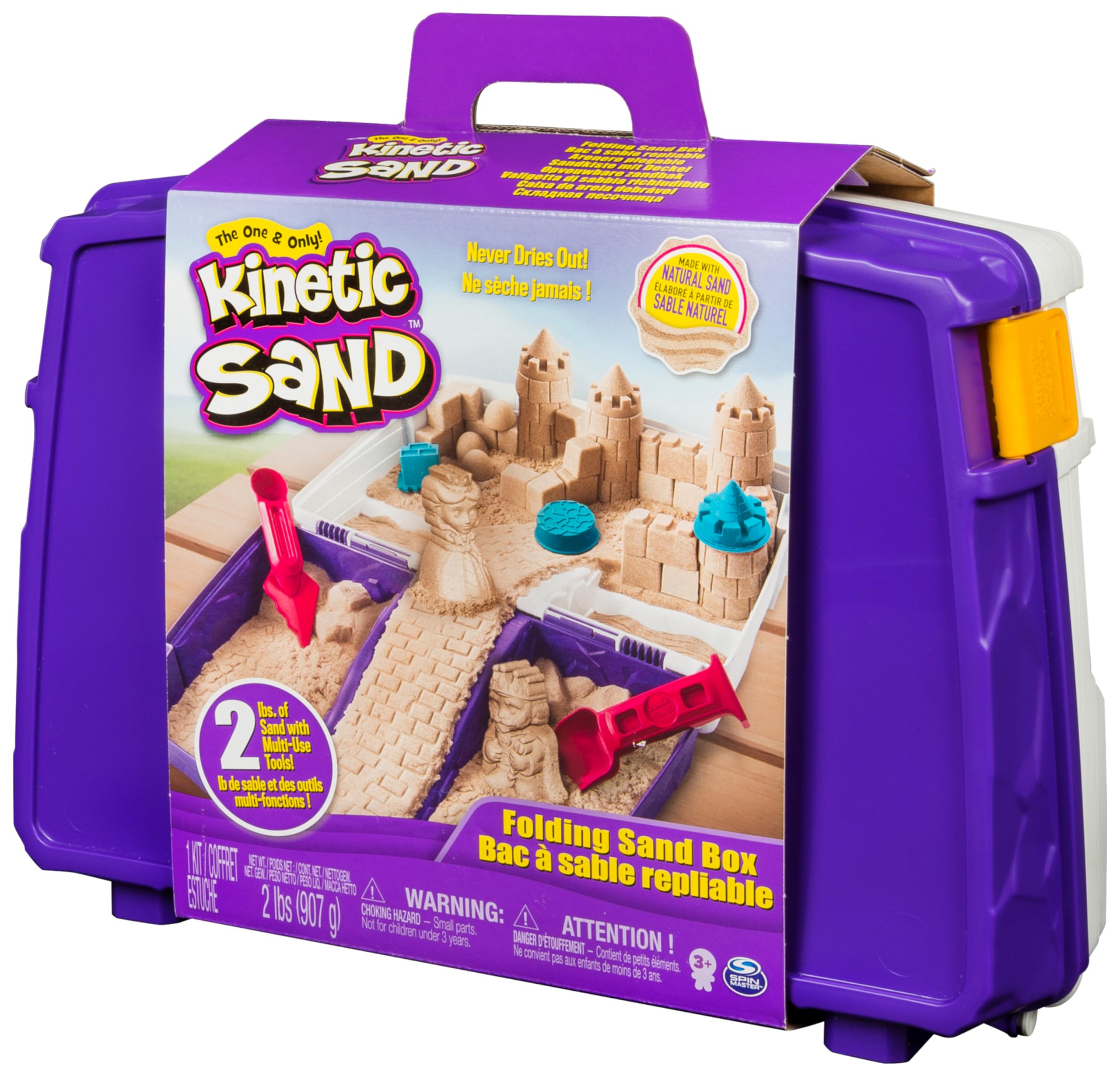 Kinetic Sand Valigetta Sempre con Te Sabbia cinetica 900gr Sabbia magica Sabbia colorata marrone 5 formine e 2 accessori Giocattoli per bambini e bambine 3 anni